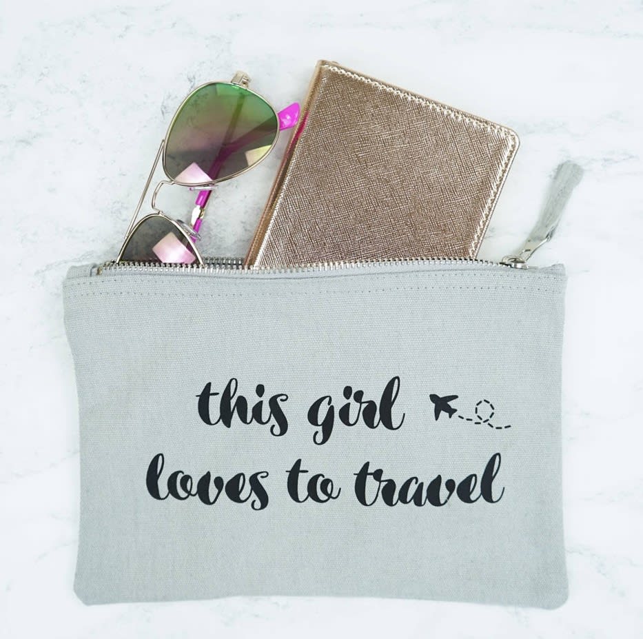 This Girl Loves To Travel Pouch Gifts Kiko Houzz Interiors