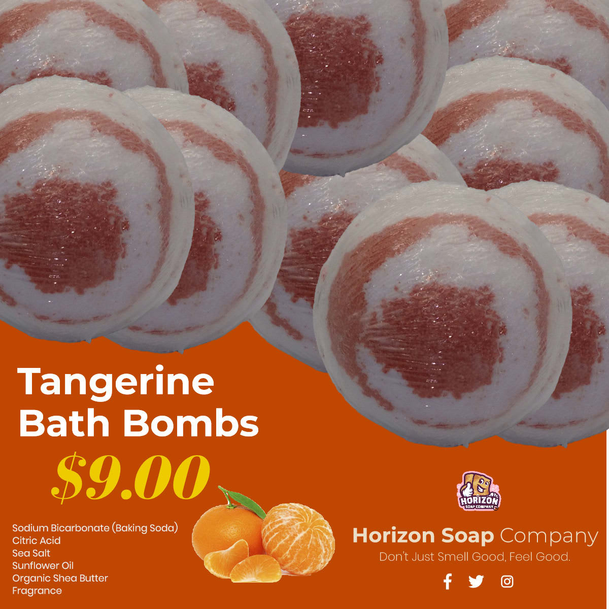 Tangerine Bath Bomb Soaps & Bath Bombs Horizon Soap Company Bath
