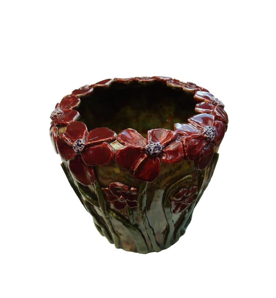 Red Flowers Open Vessels Norton Family Pottery Veteran Ceramics