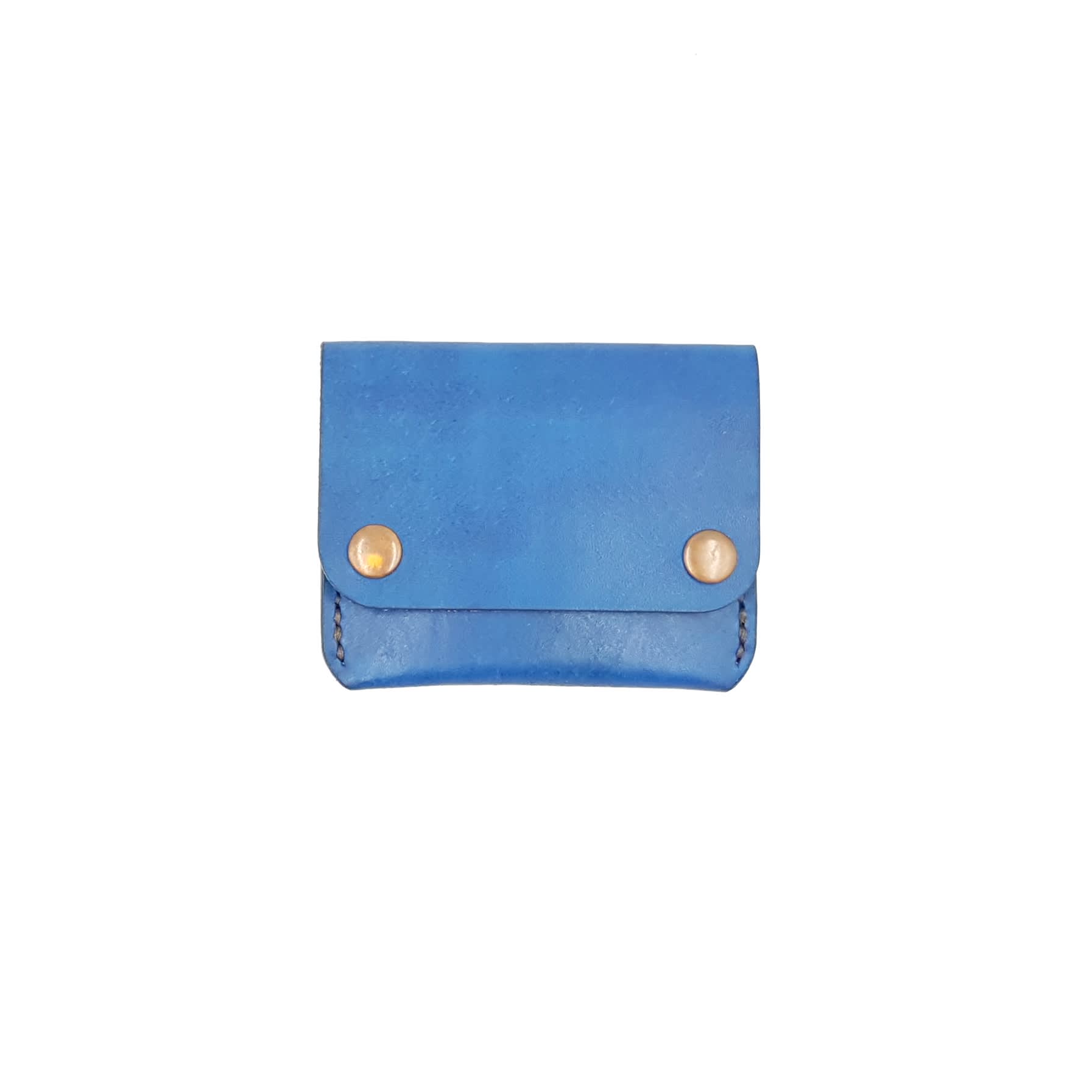 Blue Leather Snap Button Fold Over Cash/Card Wallet - Leather Card Cases -  B26Leather | Handcrafted Goods | Birmingham