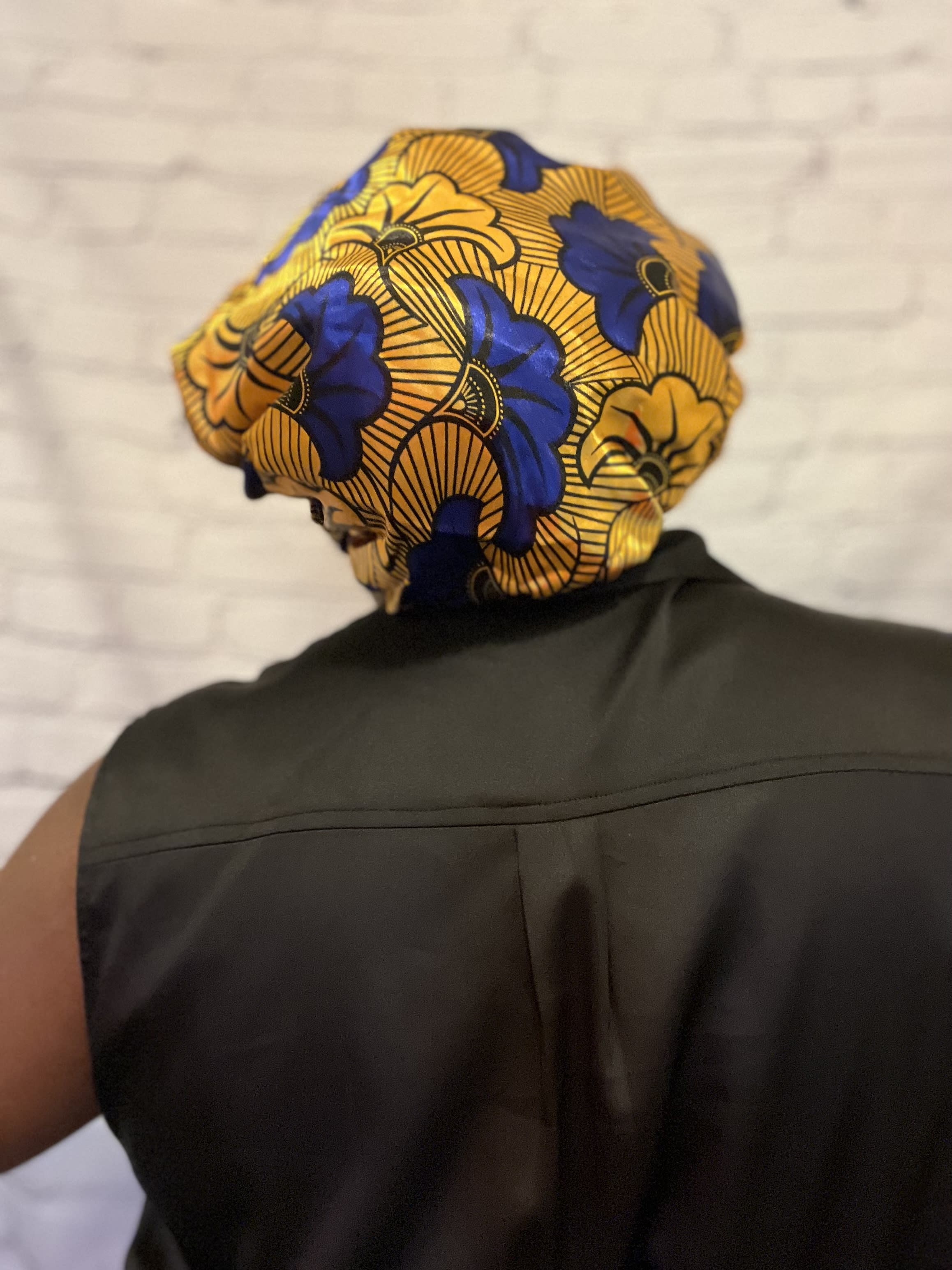 Noir / Jaune Bonnet en Satin (Mère+Fille / Ensemble Maman & Moi) (Bonn –  AfricanFabs