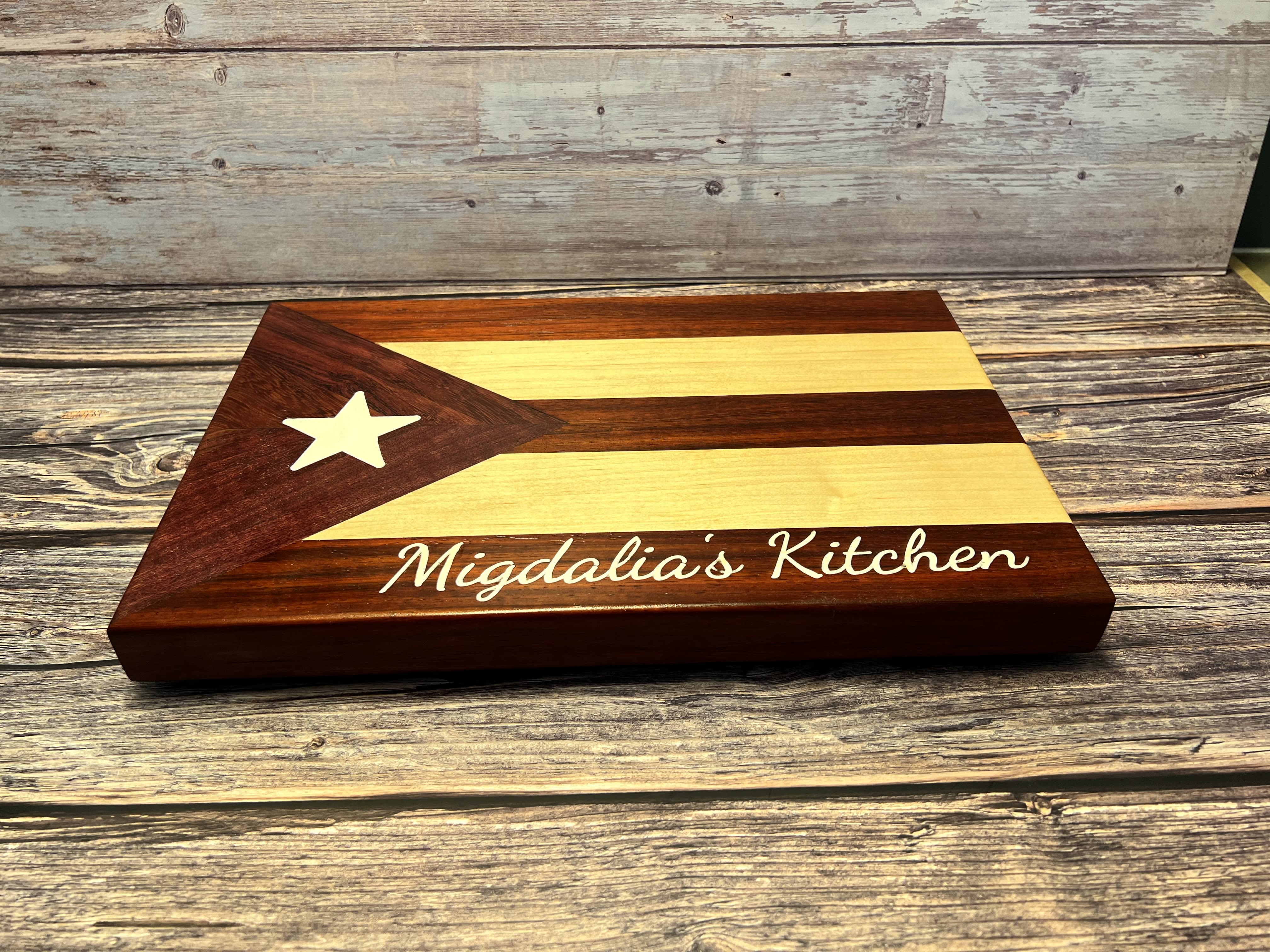 A & E Millwork Maple/Mahogany/Purple Heart Wood American Flag Design Cutting  Board
