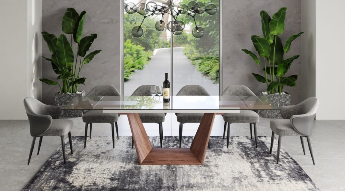 Nova domus alexa italian deals modern grey extendable dining table