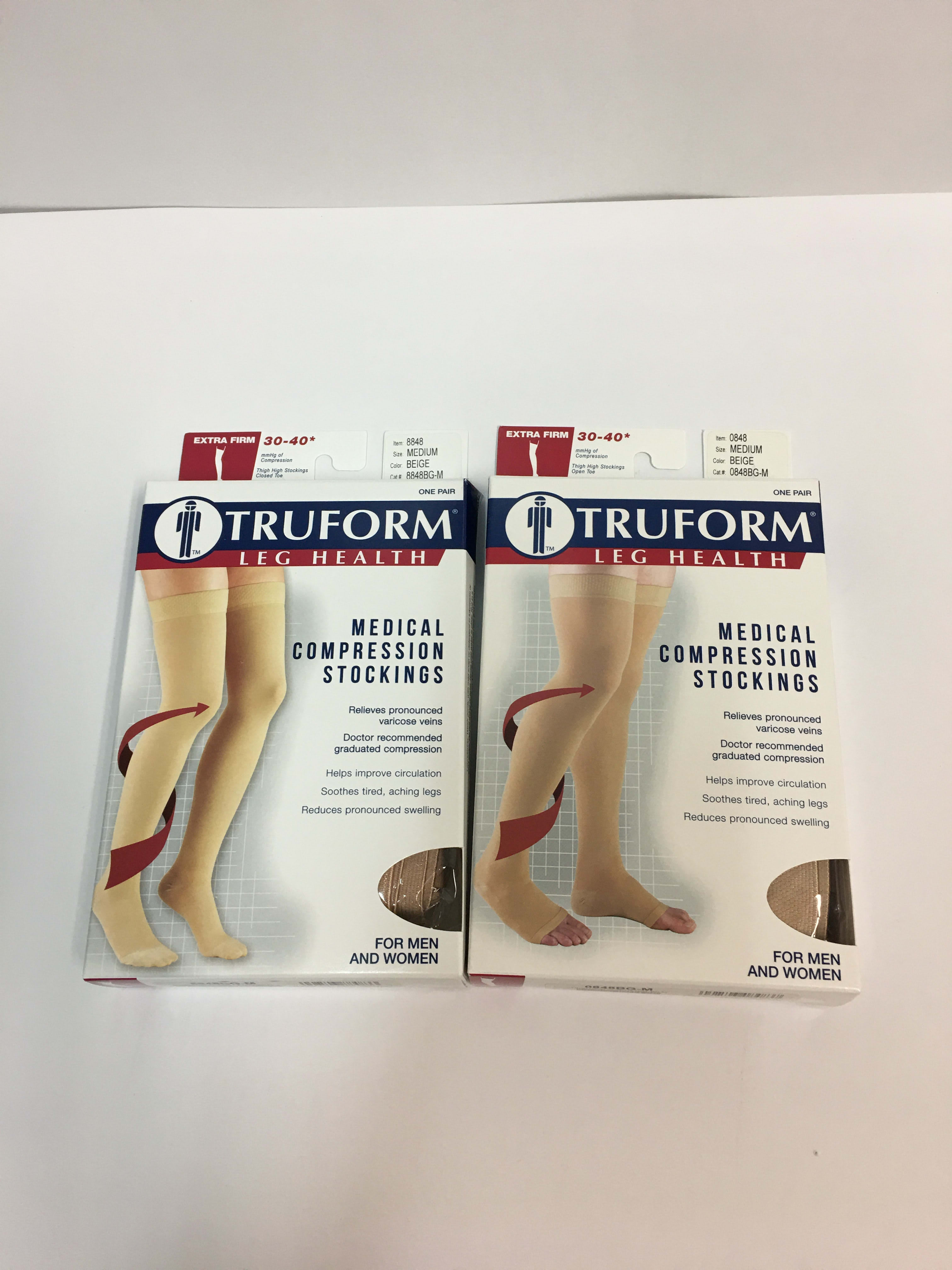 930 White Anti-Embolism Stockings Open Toe Calf & Thigh High with