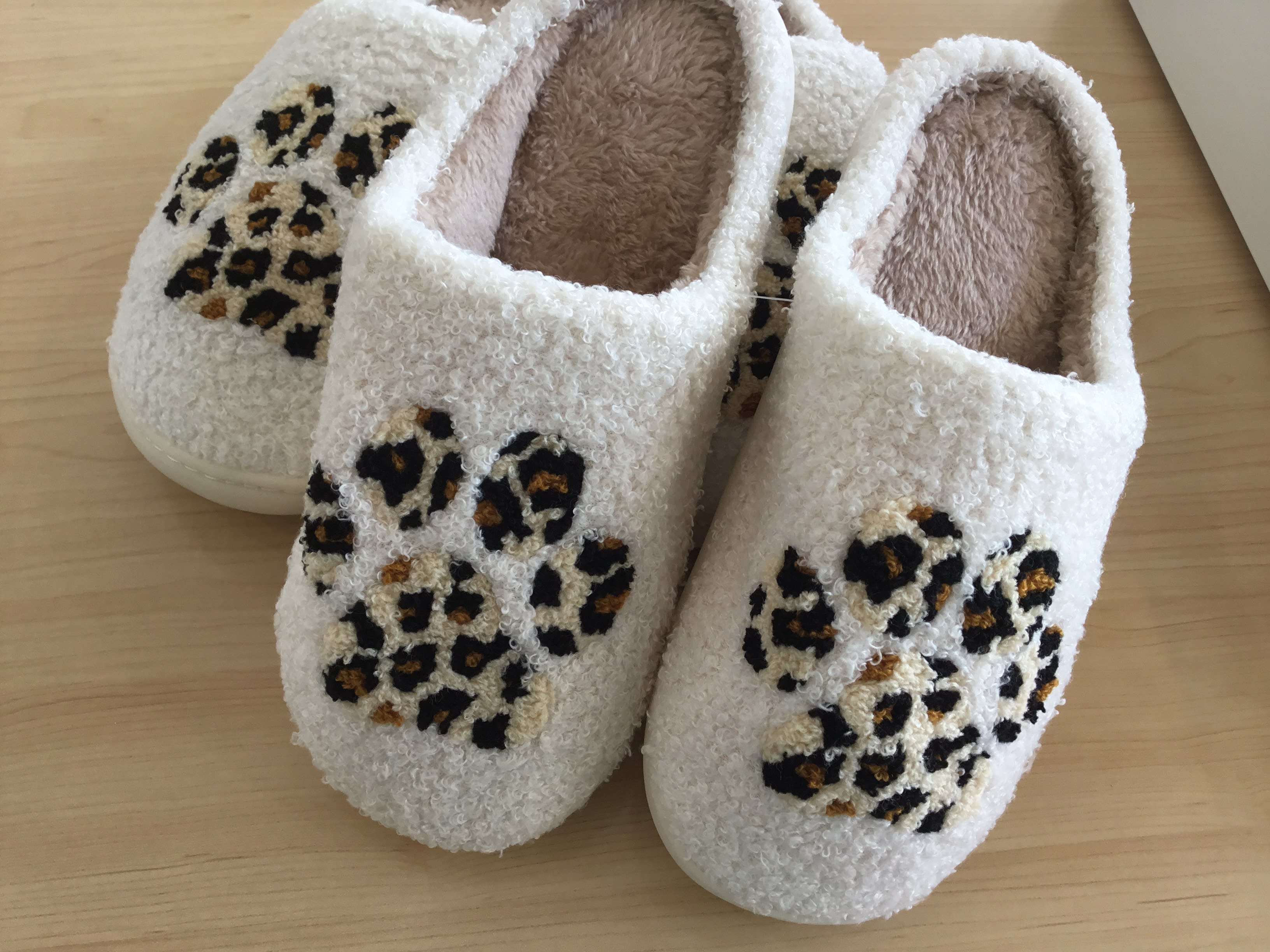 Paw Print Leopard Sherpa Slippers For The People - Seashore Fur Babies | Beach Side Pet Boutique | Redondo Beach