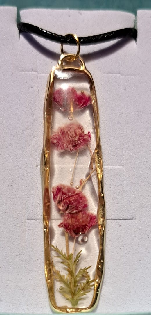 Rectangle with real dried flowers - Pendants - DizzyResin