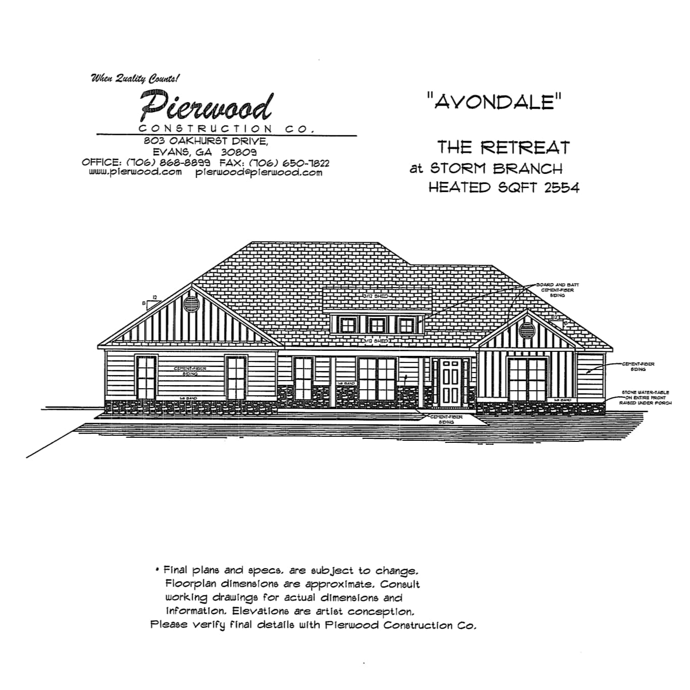 Avondale Pierwood Construction Floor Plans The Retreat at Storm