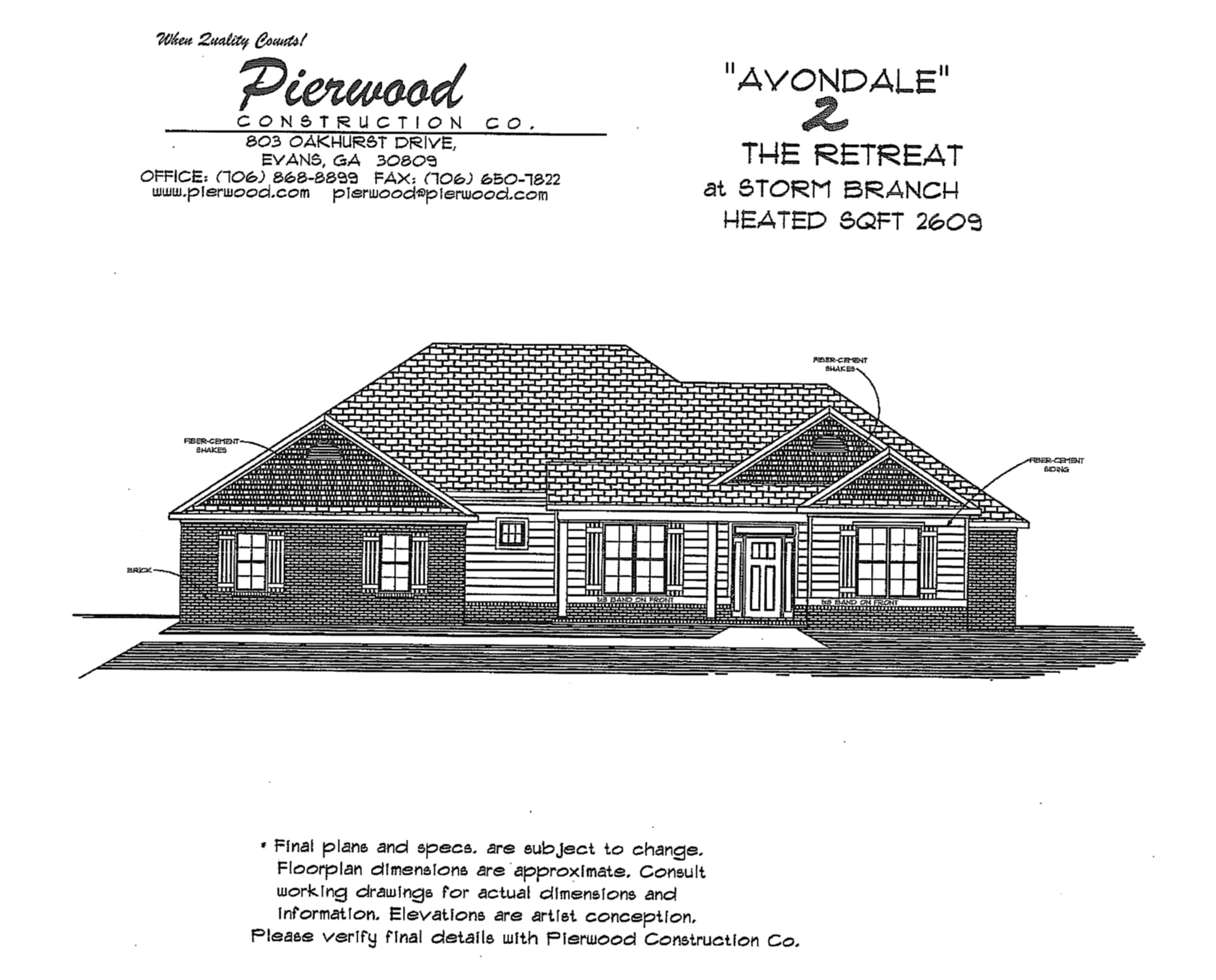 Avondale 2 Pierwood Construction Floor Plans The Retreat at Storm