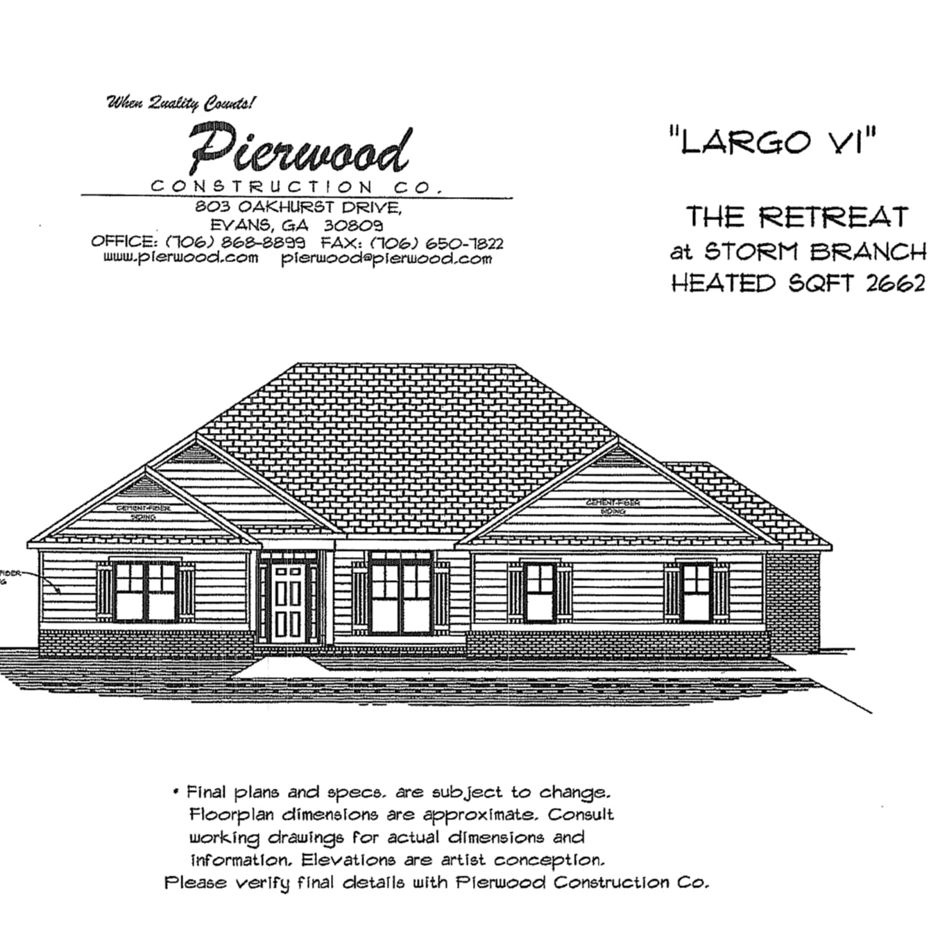 "Largo VI" Pierwood Construction Floor Plans The Retreat at Storm