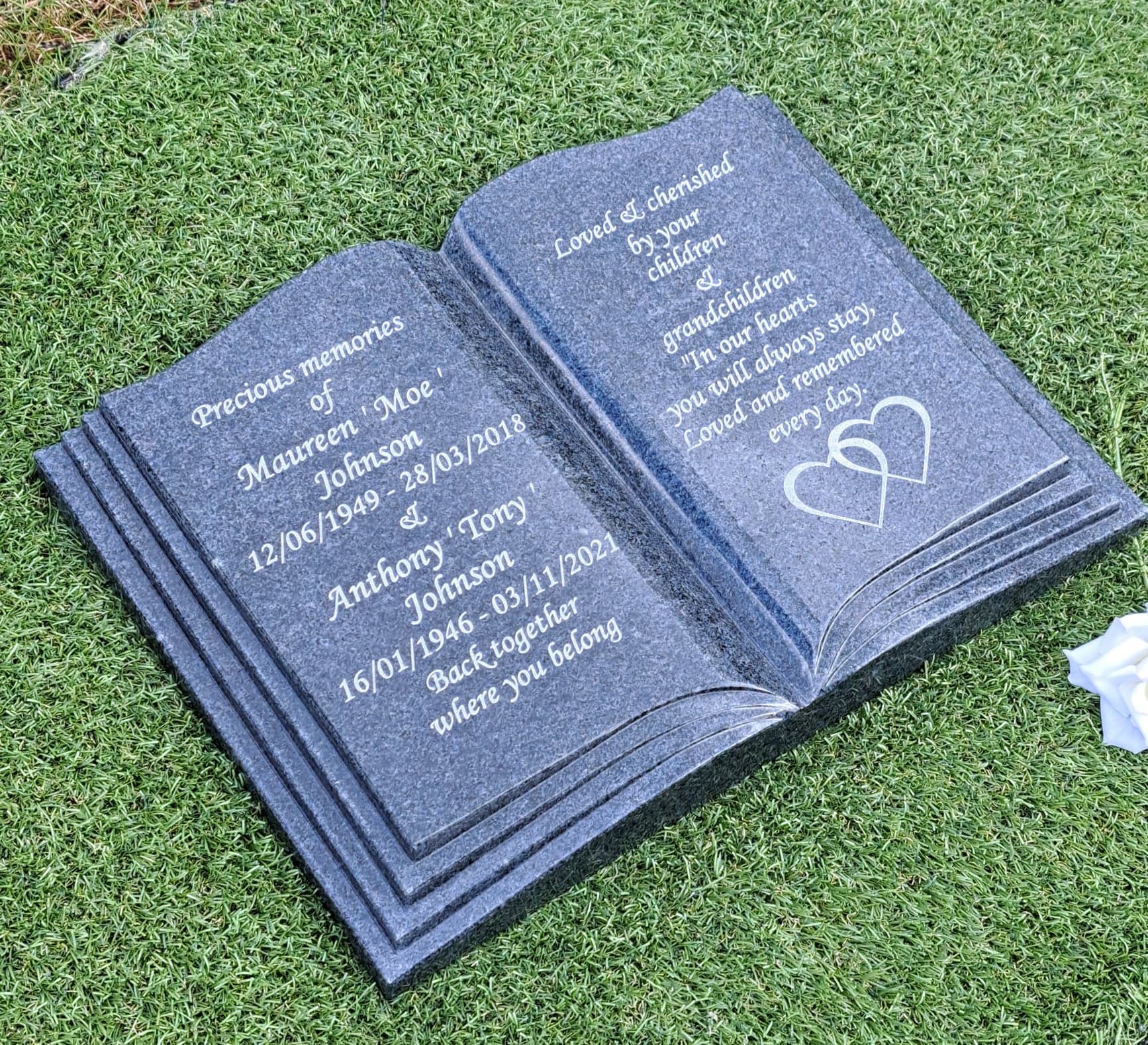 Personalised Grave Stone Memorial Marker Granite Open Book Bible Grave ...