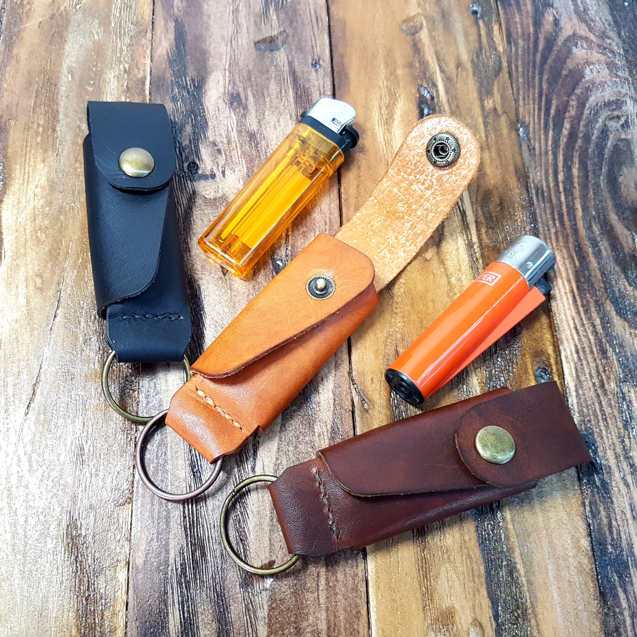 Leather Lighter Cover w/Keyring –