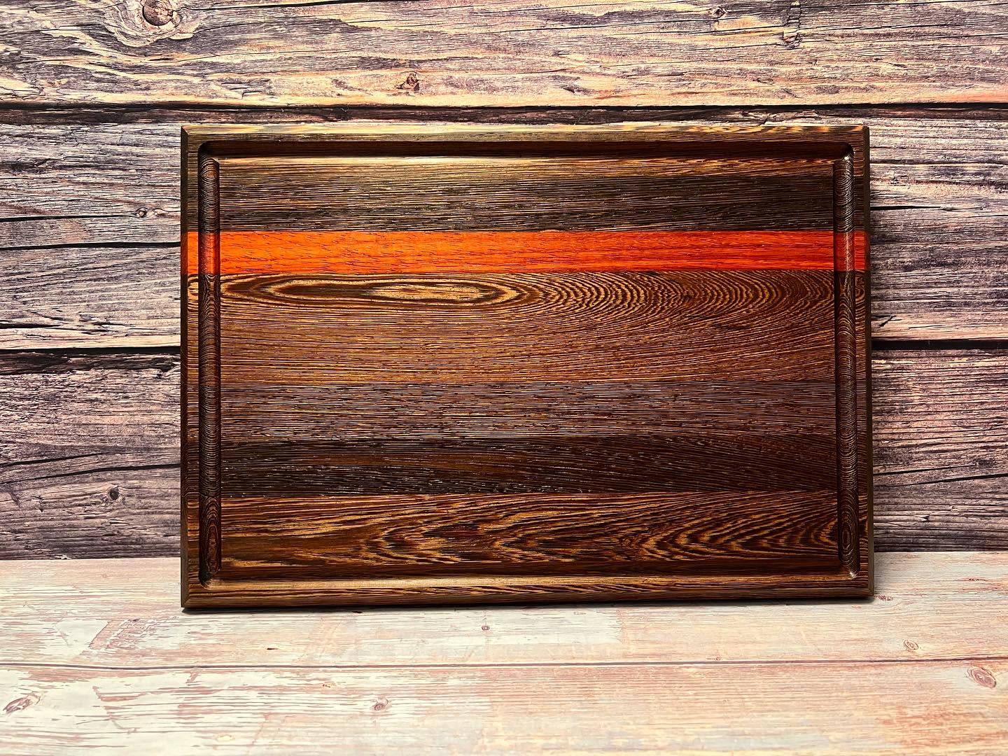 Maple with stripes of Walnut and Padauk Cutting Board – Campfire Woodworks