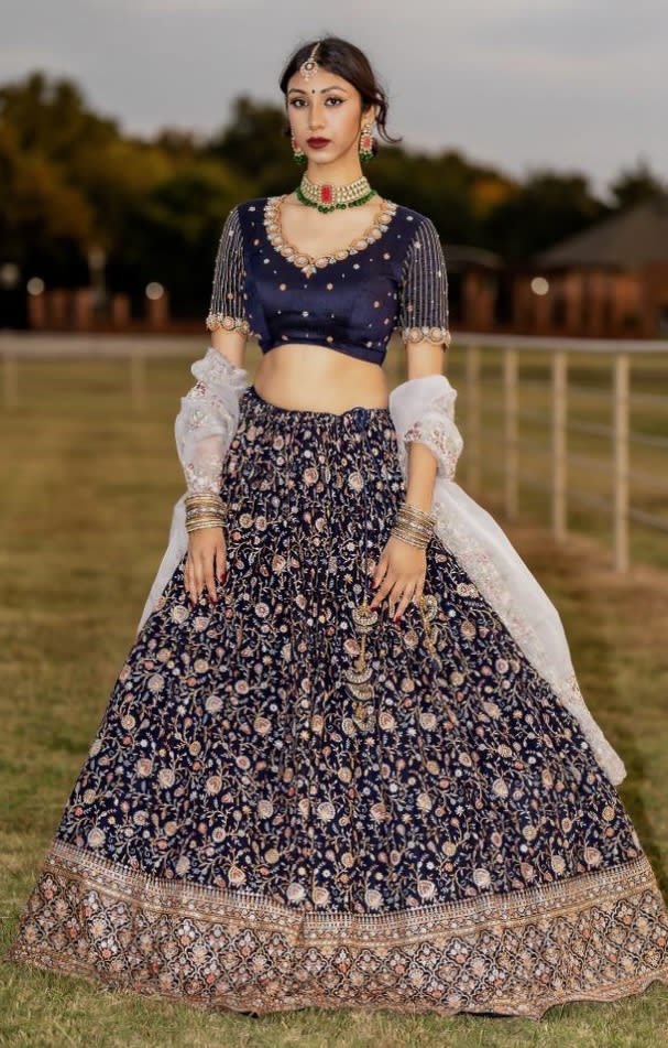 Sabyasachi navy blue outlet lehenga