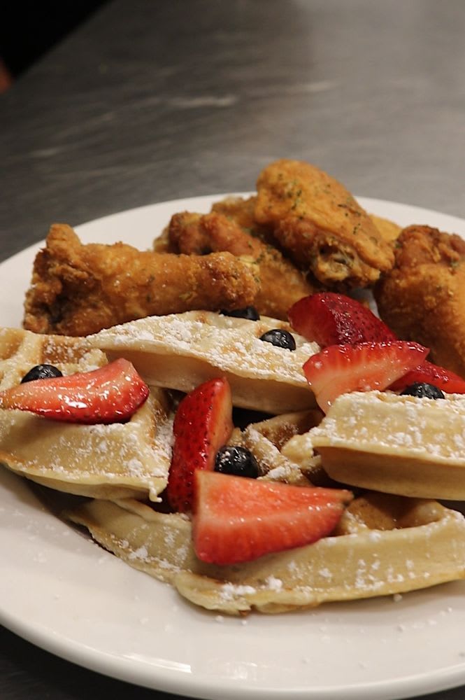 Chicken & Waffles w/ Strawberries and Bluberries Signature Dishes
