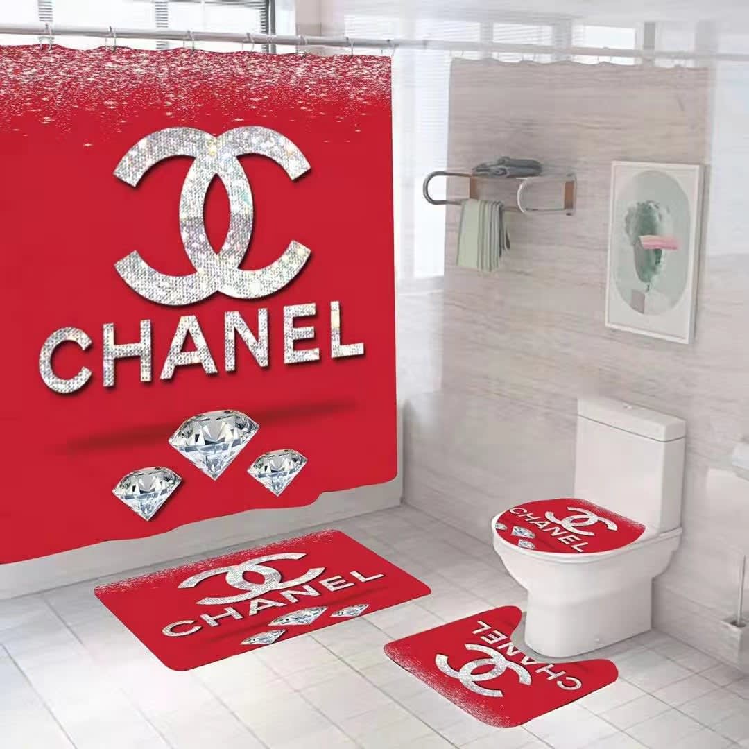 Chanel shower curtain Bathroom Set With Shower Curtain Shower