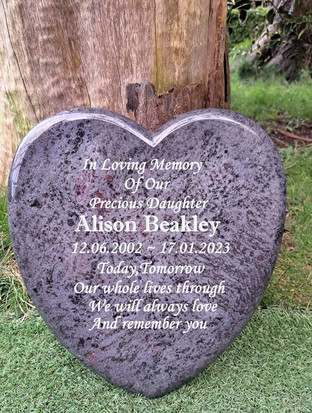 Bahama Blue Grave Plaque Memorial Marker Heart Memorial Stone Flat ...