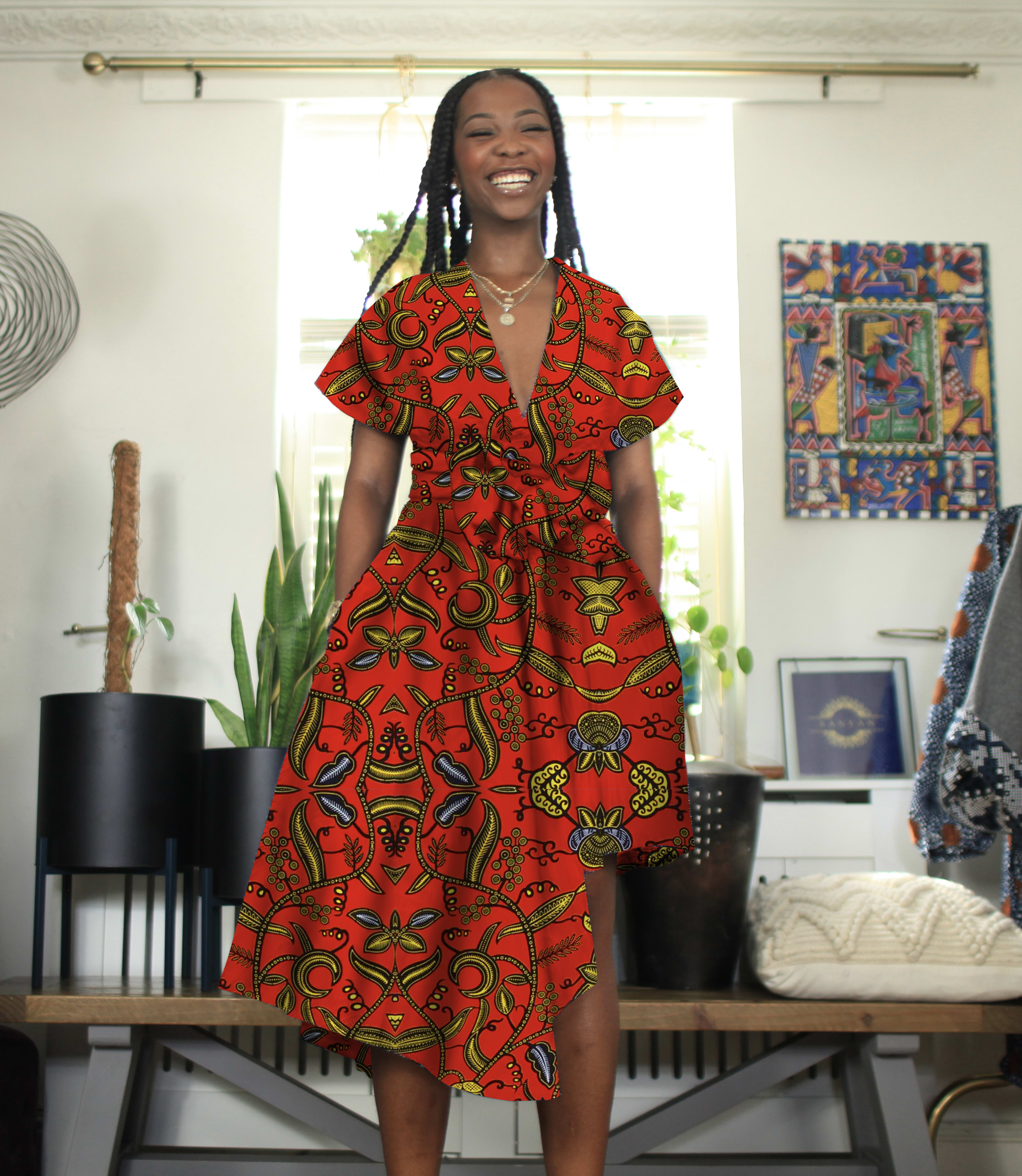 African print high low infinity wrap dress - Women's Clothing - Sanyan  Clothing