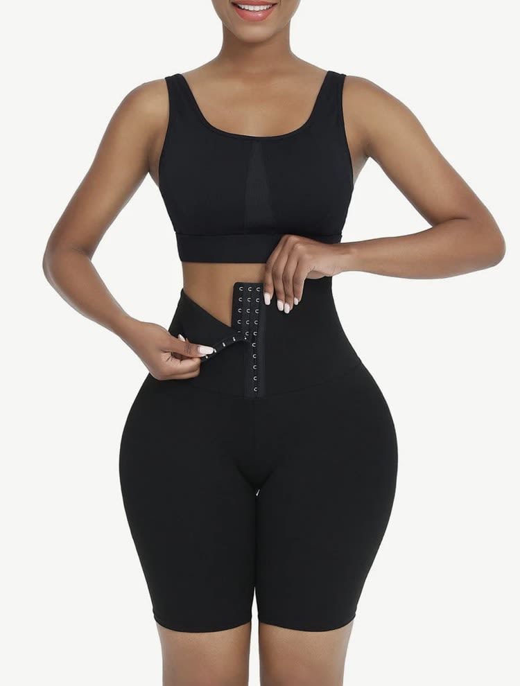 Black High Waist 2-In-1 Waist Trainer Shorts Mid-Thigh - Shapers - Dream  Body Contouringg