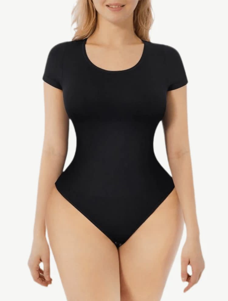 Breathable Seamless Shapewear Bodysuit With Abdomen & Buttocks Compression  And Crotch Snap Closure