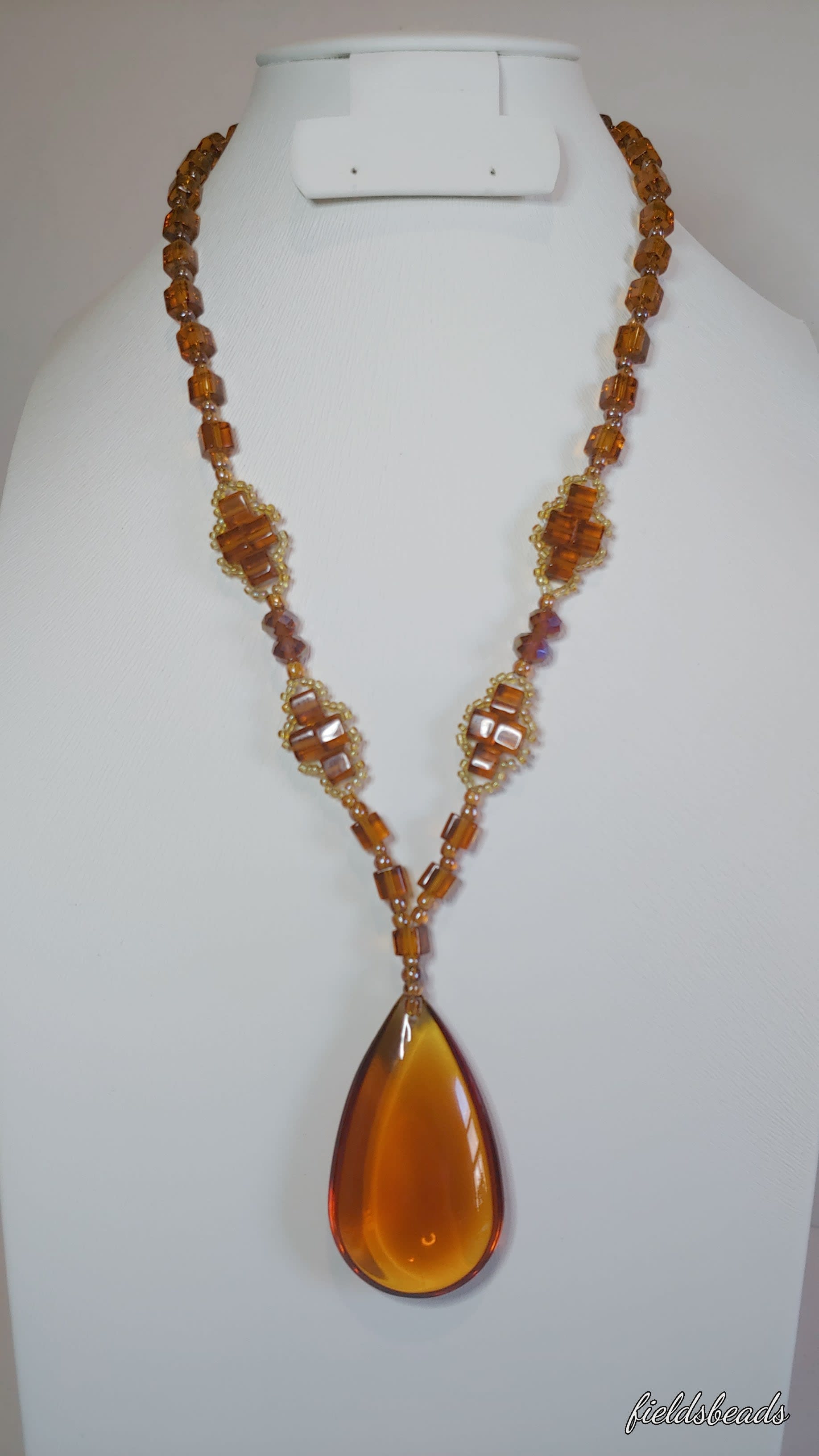 SKU: 097 Amber Tear Drop Necklace. - Gemstone Necklaces - Fields Beads ...