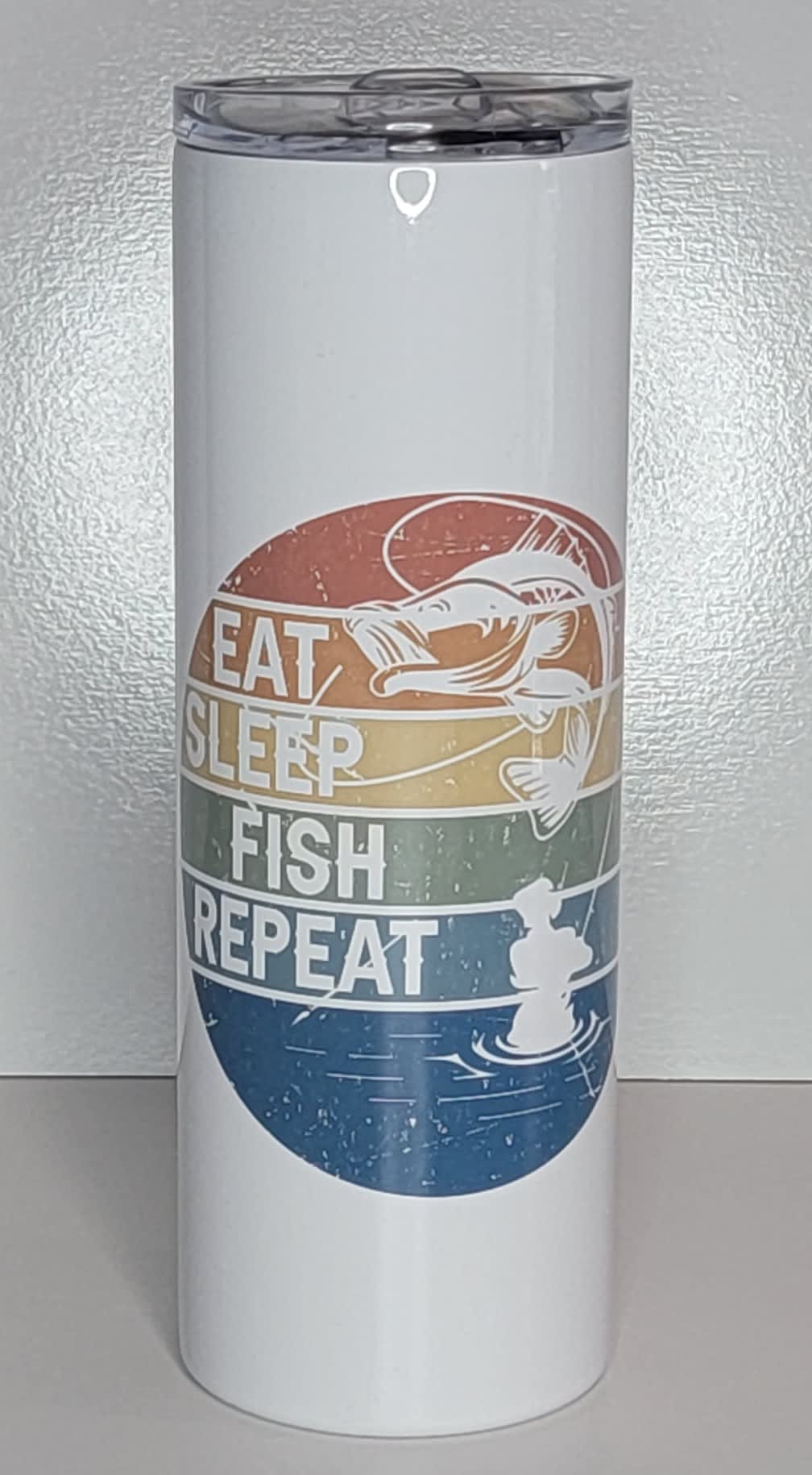 Eat Sleep Fish Engraved Fishing YETI Rambler Tumbler 