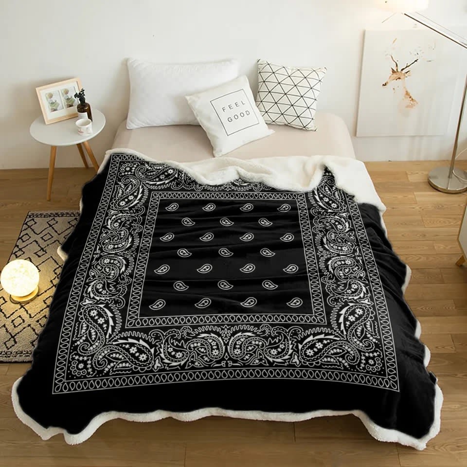 Silk Blanket Personalized Black Bandana Silk Blankets Black