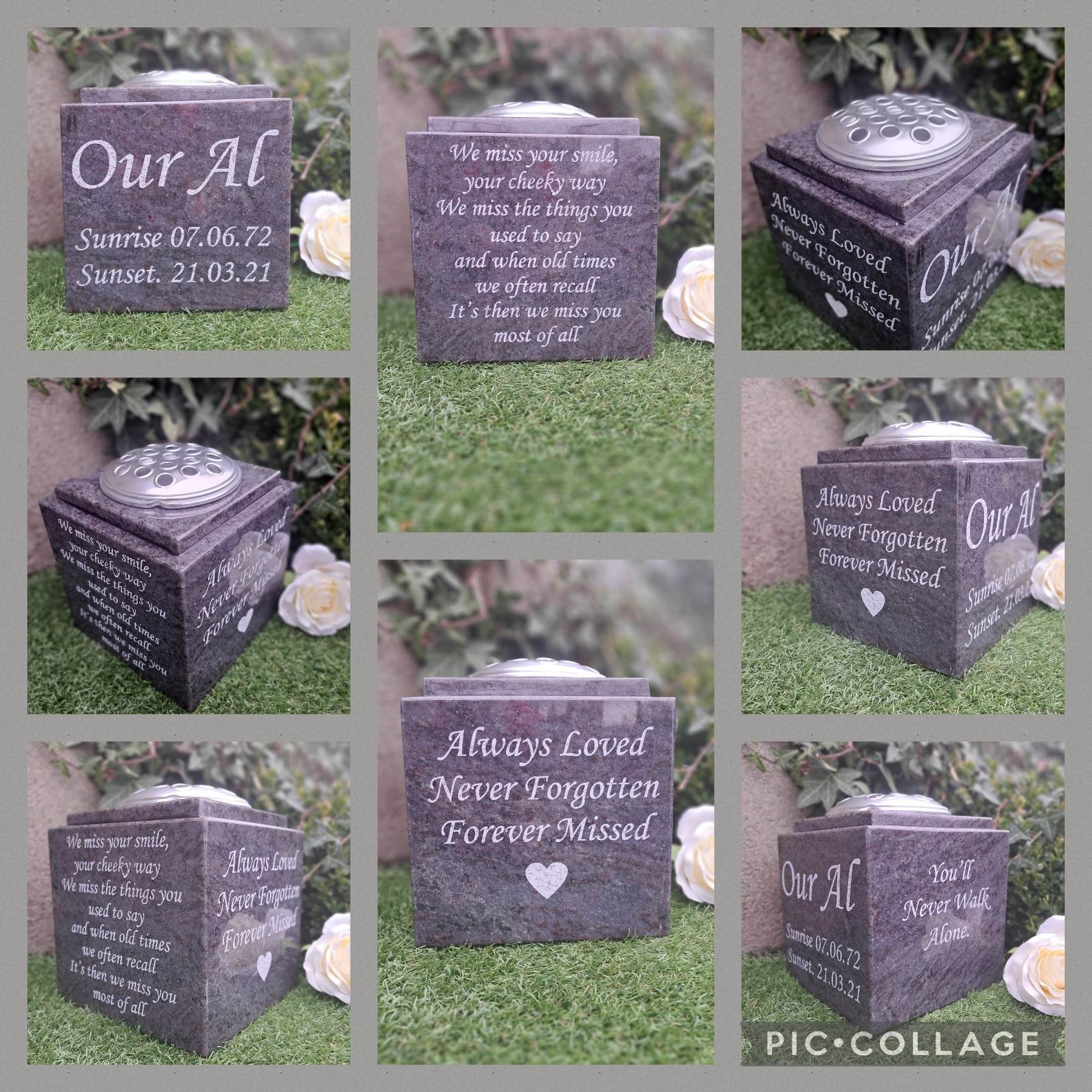 Personalised Granite Flower Pot Holder Grave Marker Memorial Vase