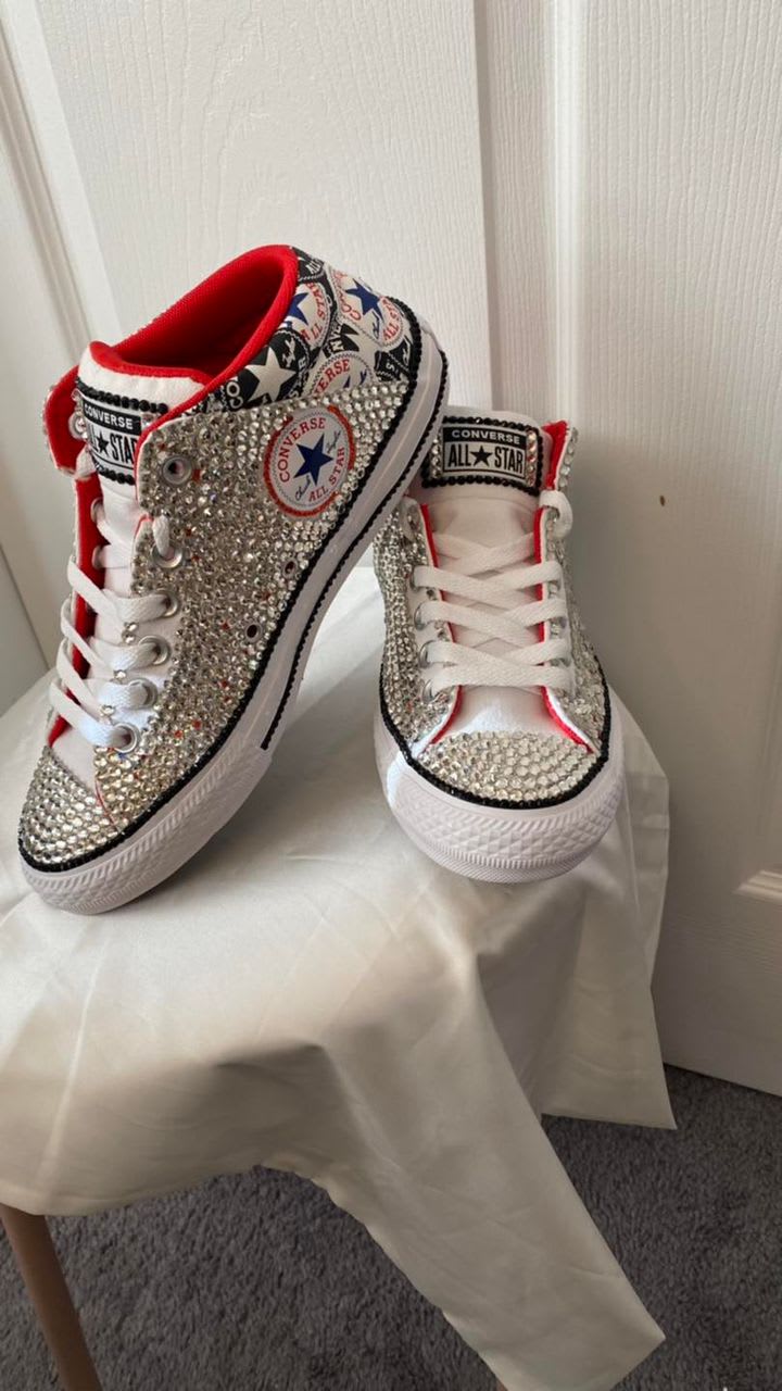 Full Pearl & Rhinestone Bling Sneakers