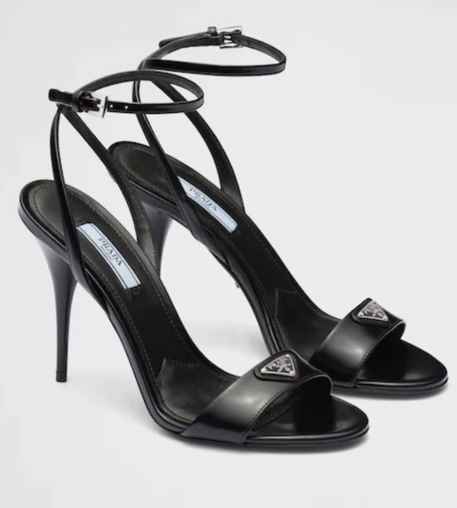 Prada gold studded ankle strap high heel sandals. womens high heels. |  Calcanhar, Sapatos omg, Sapatos de grife