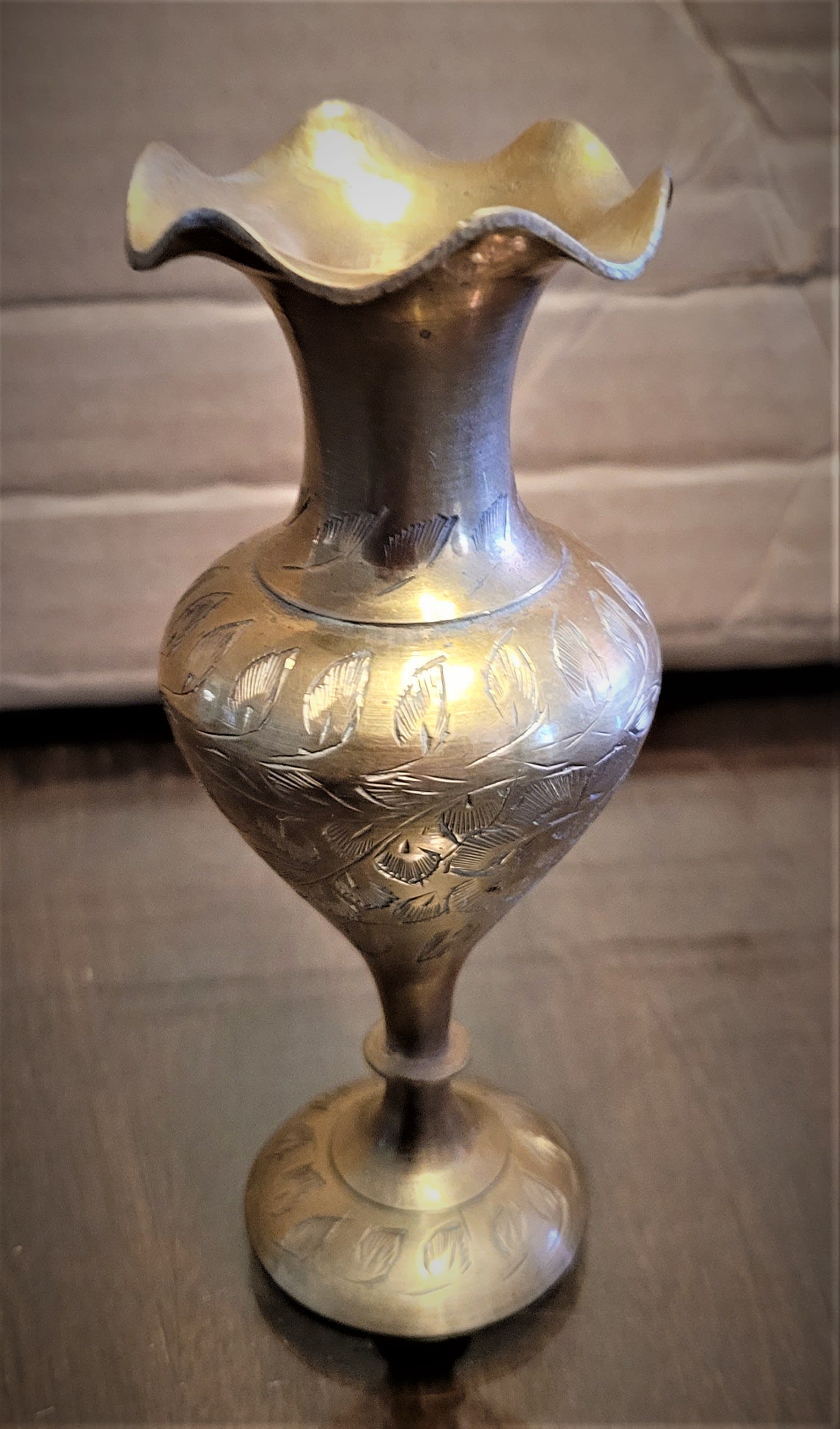 Etched brass fluted bud vase - Decor - Rocking R Cooperative