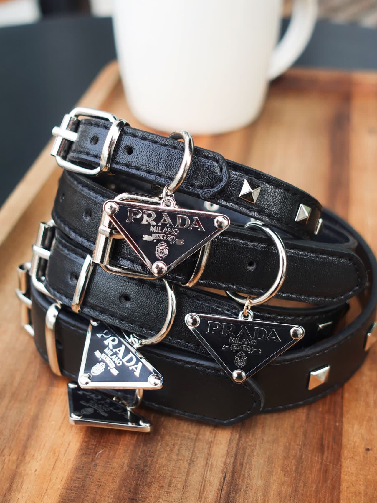 Prada studded outlet belt