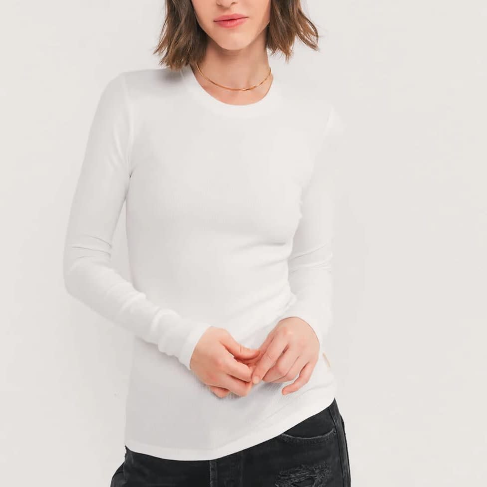 Long Sleeve Scoop-Neck Tee - Tops - Quinn Hoang The Label