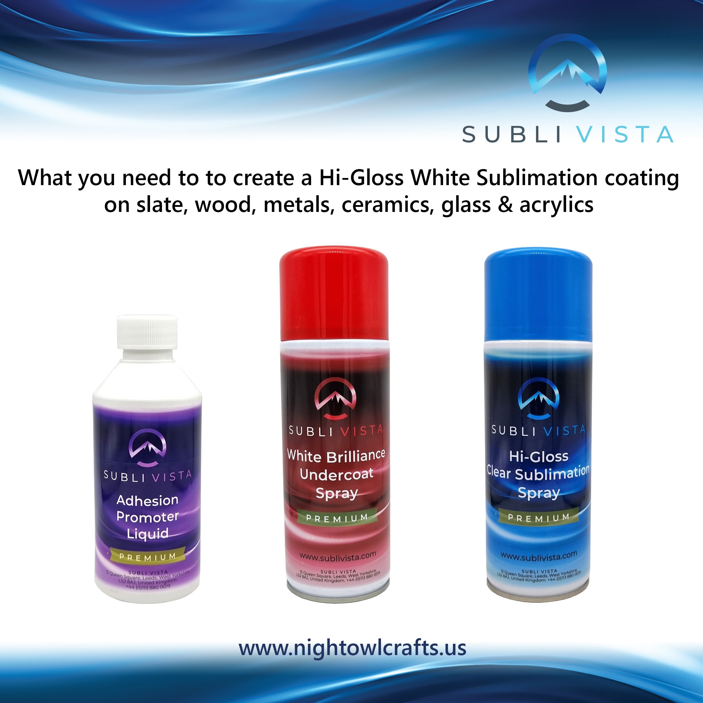 Subli Vista Hi-Gloss Clear Sublimation Spray 400ml - Subli Vista  Sublimation Sprays - Night Owl Crafts