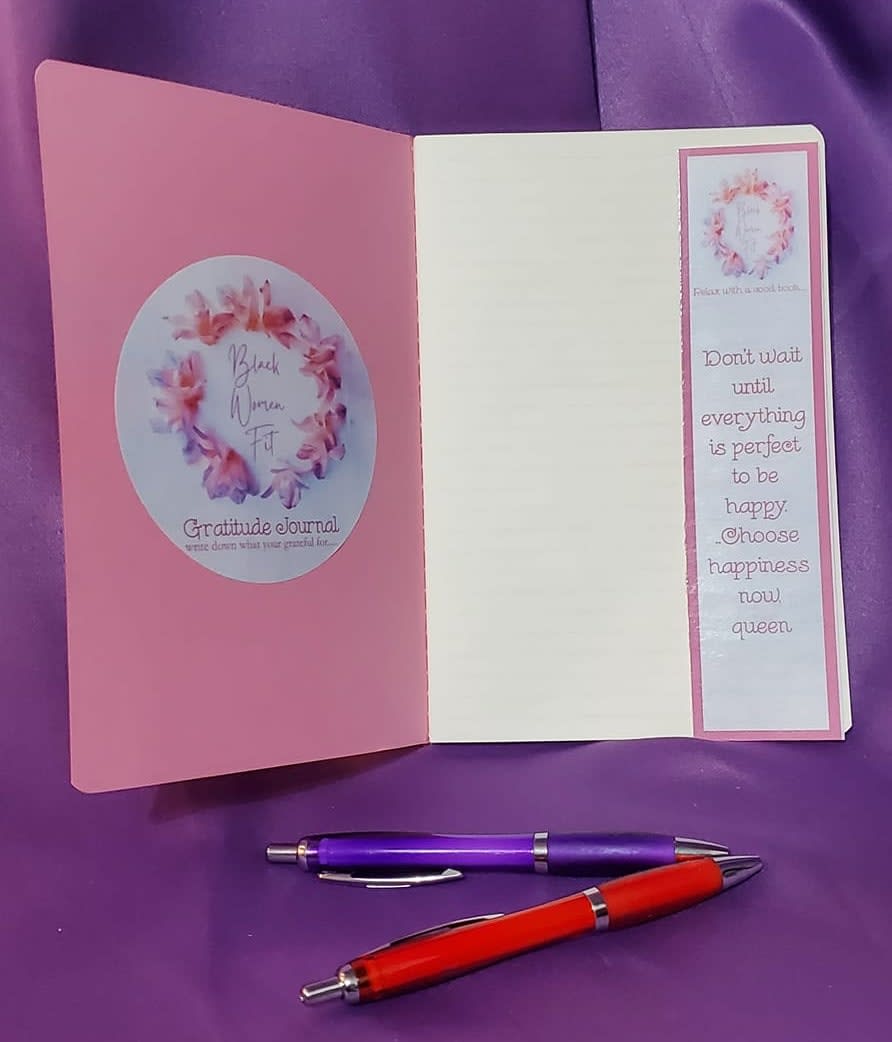 Black Women Fit Self Care Journal, Bookmark and Pen - Black Women