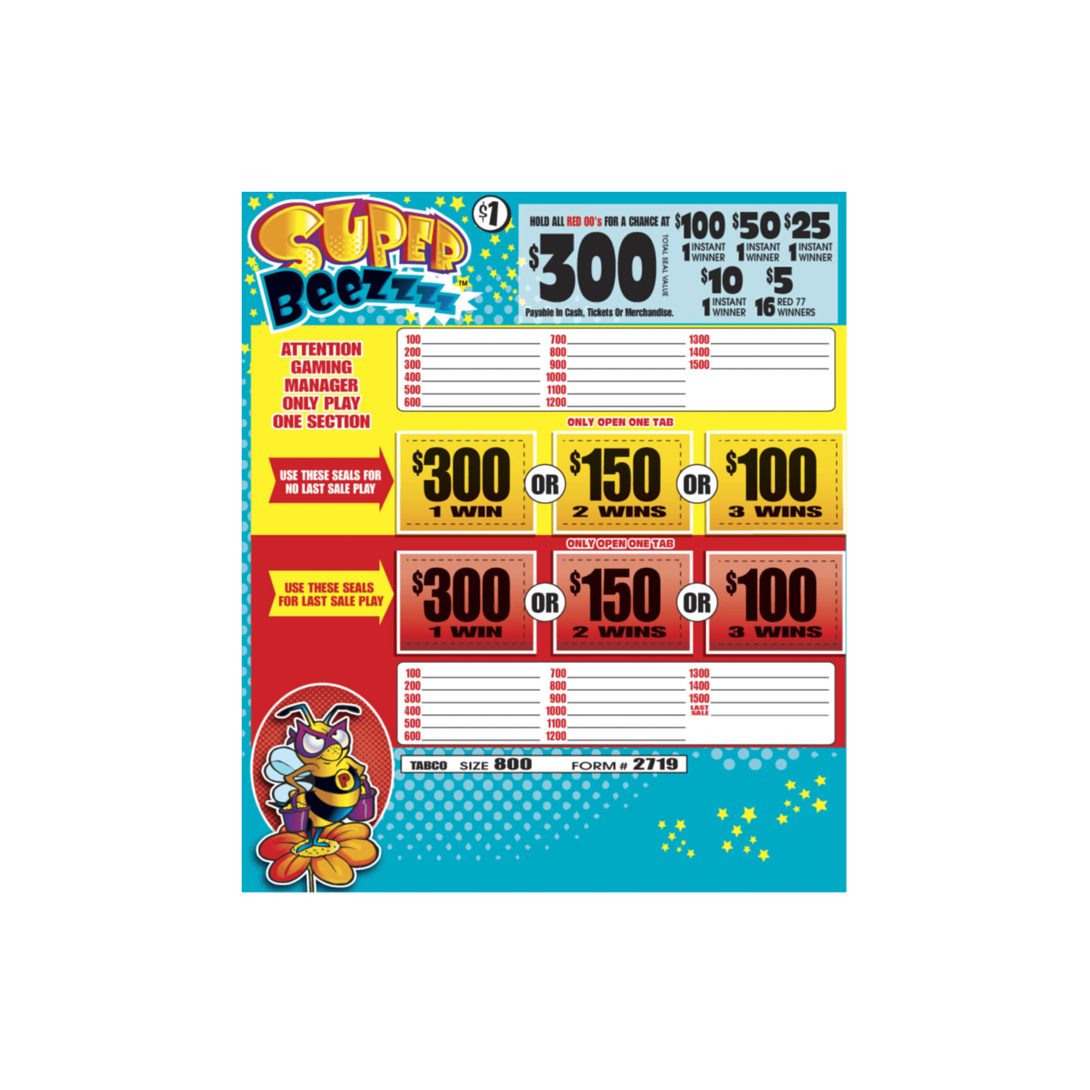 Super Bezzz Seal Cards Under 1000 Tickets Allstate Bingo Supplies