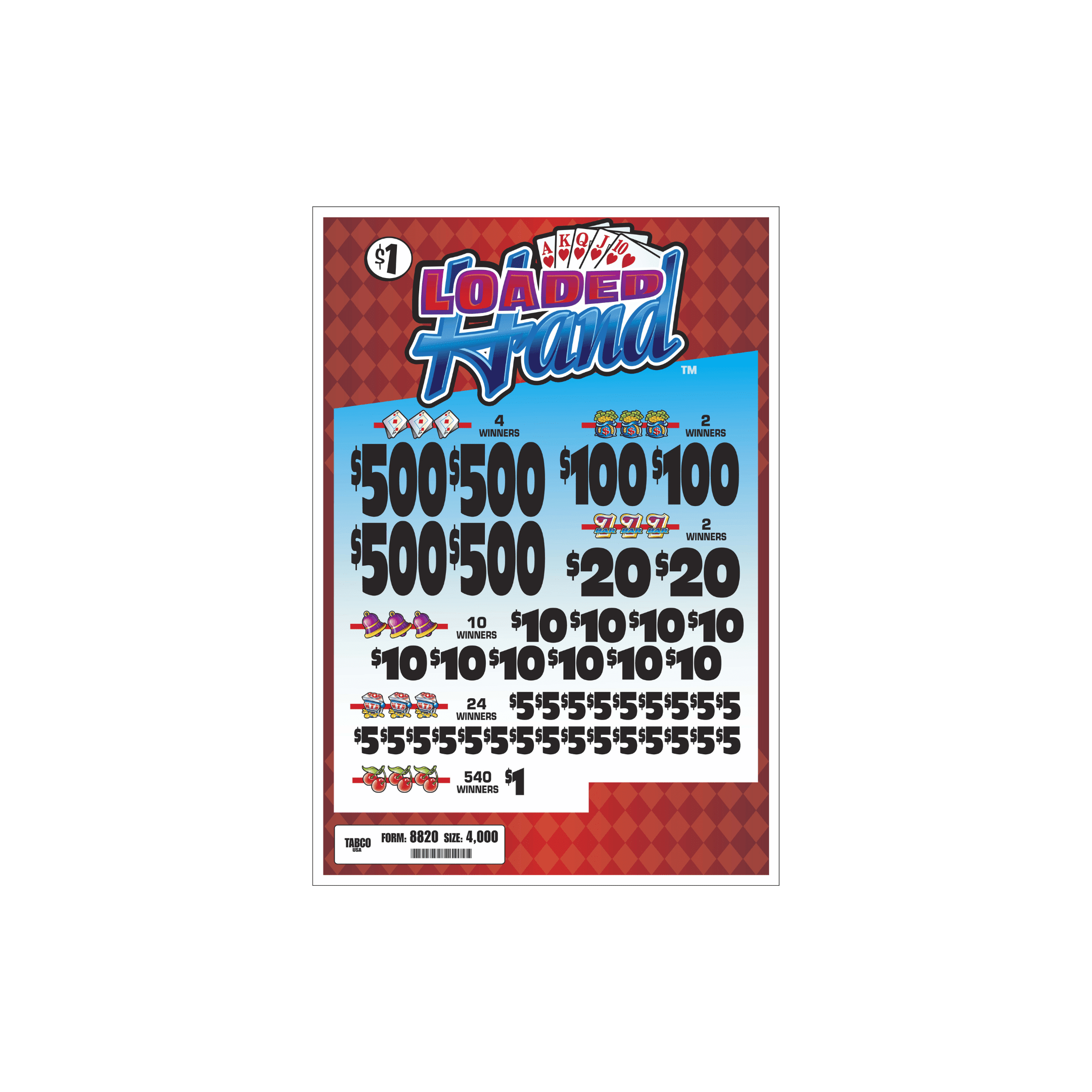 Loaded Hand Instant Tickets Allstate Bingo Supplies Wholesaler of