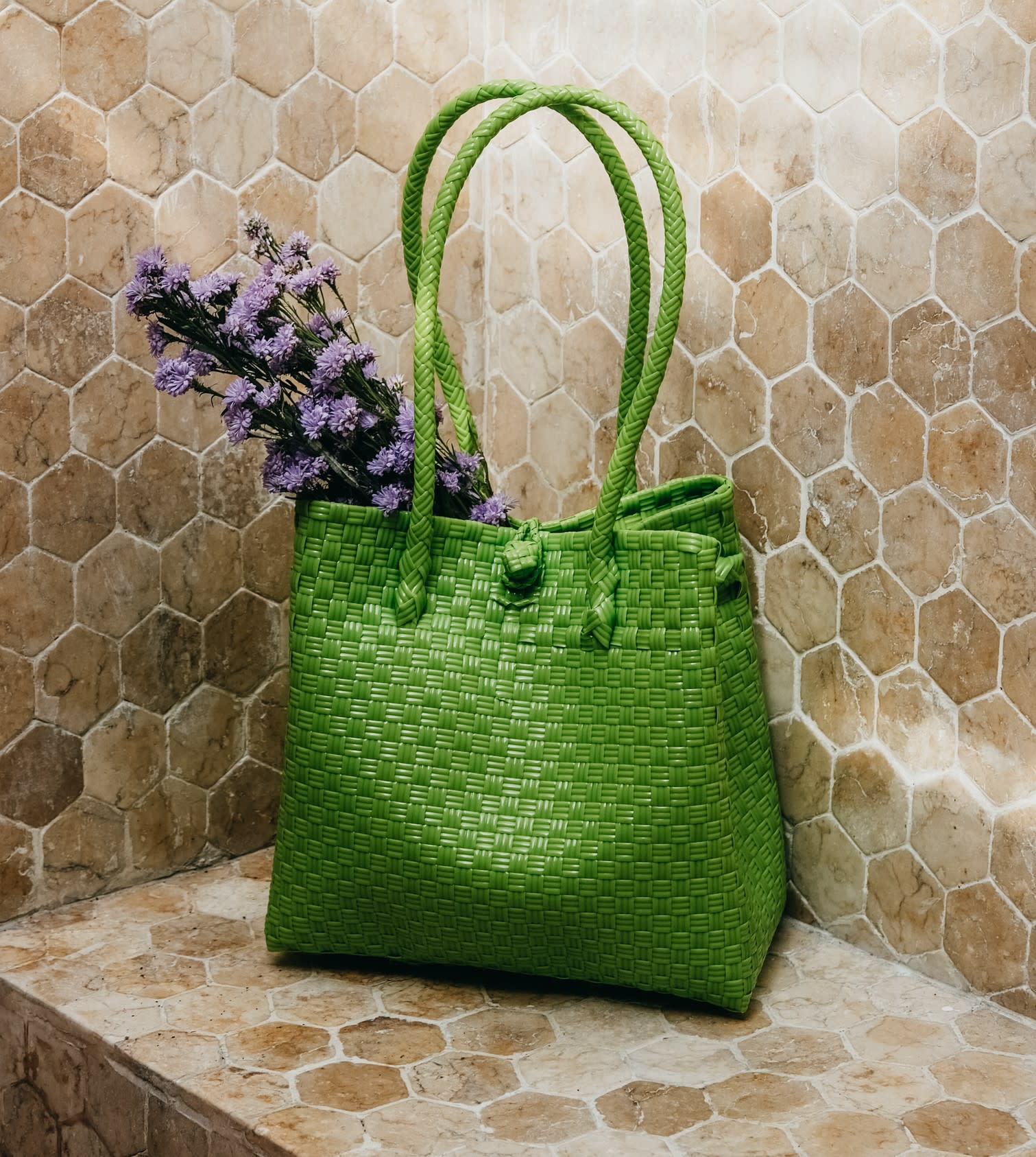 Zoe Recycled Plastic Woven Tote Small