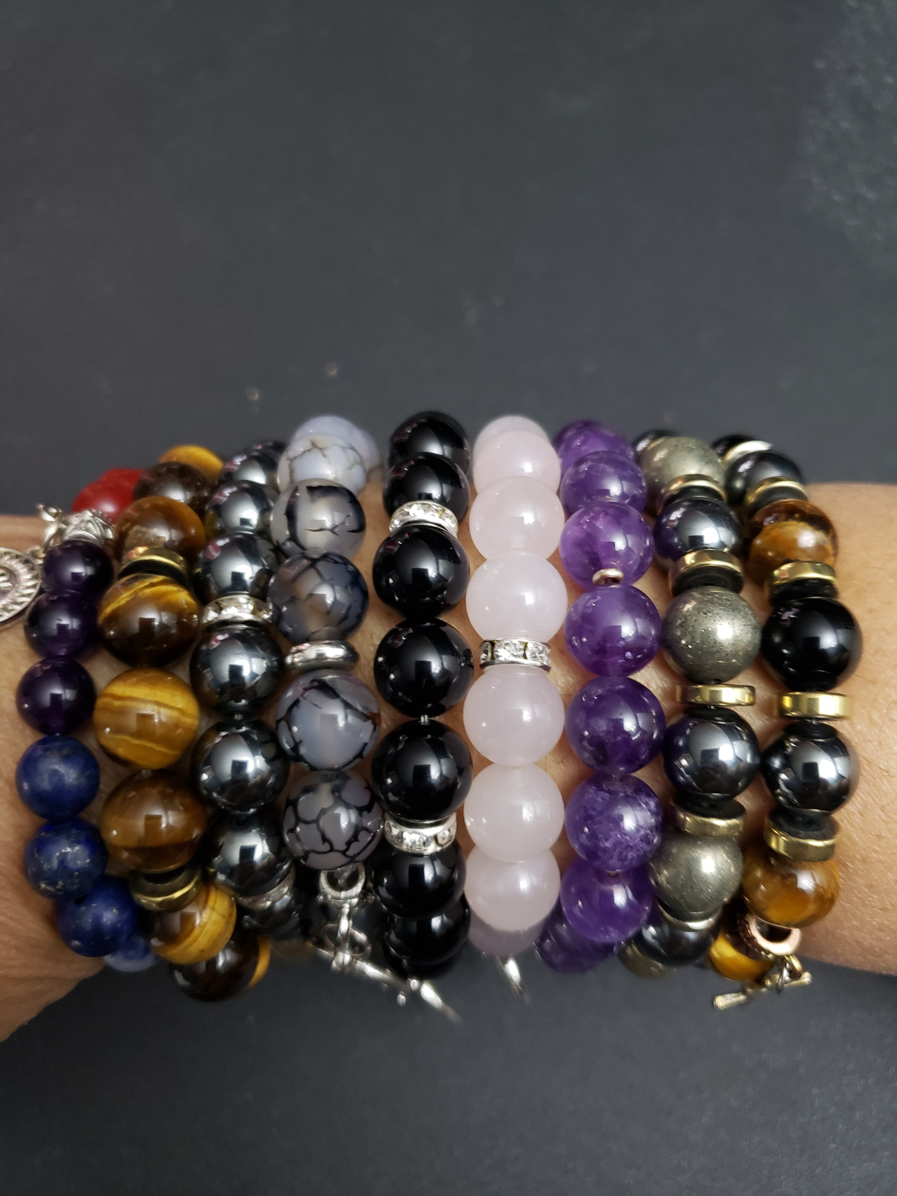 Natural Gemstone Beads Bracelet, 6mm, 8mm, 10mm Crystal Beads Bracelet,  Energy Crystal Bracelet, Handmade Bracelet 