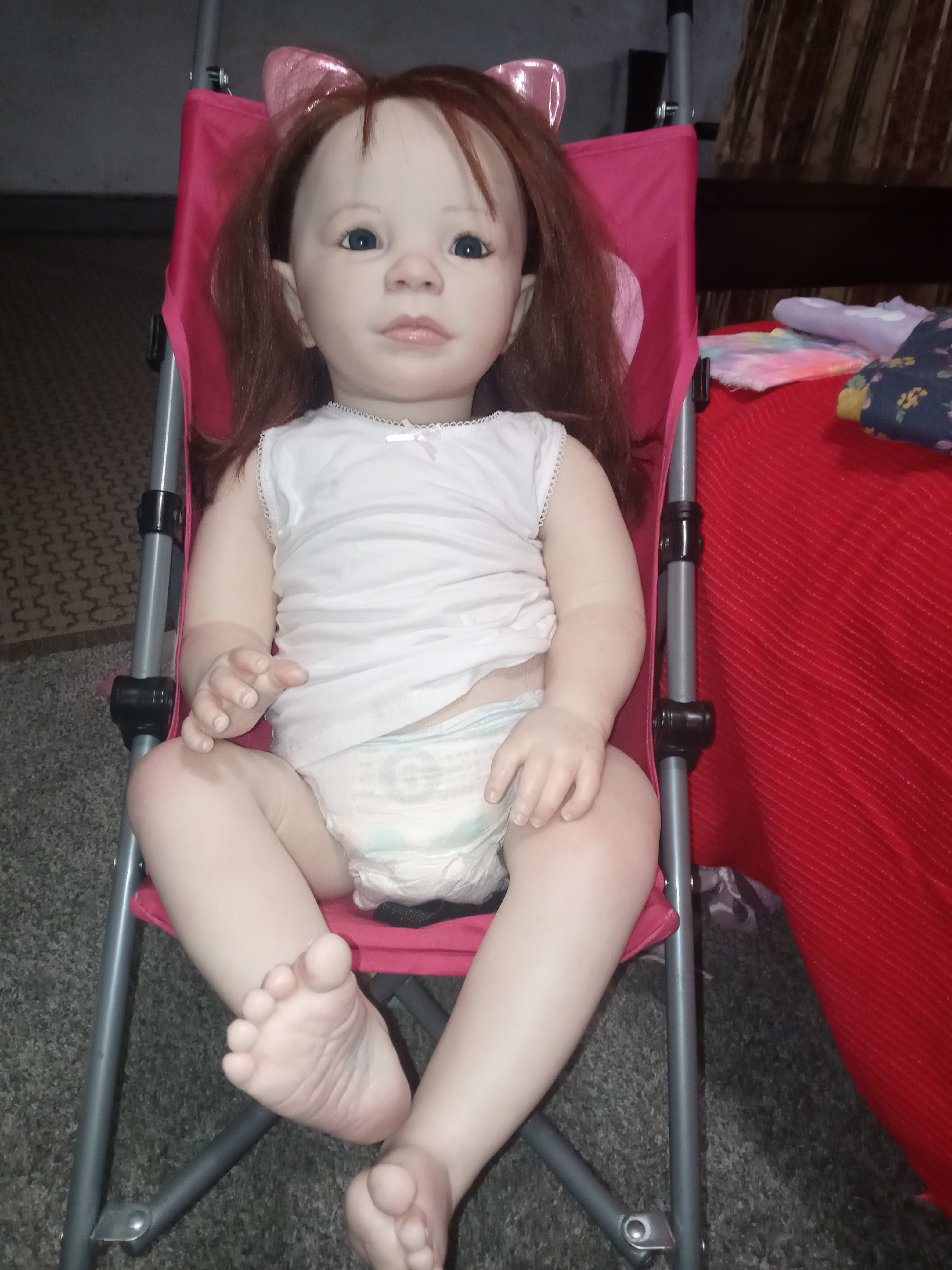 Lifelike Reborn Toddler Emmy 30 in Doll with Stroller