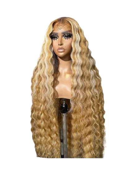 Blonde Highlights crimp c c beauty place luxury Wigs C C