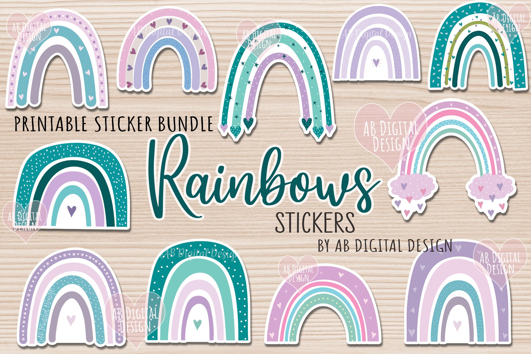 Rainbow Sticker Pack 01 - Sticker Packs - Love Stickers UK | Handmade ...