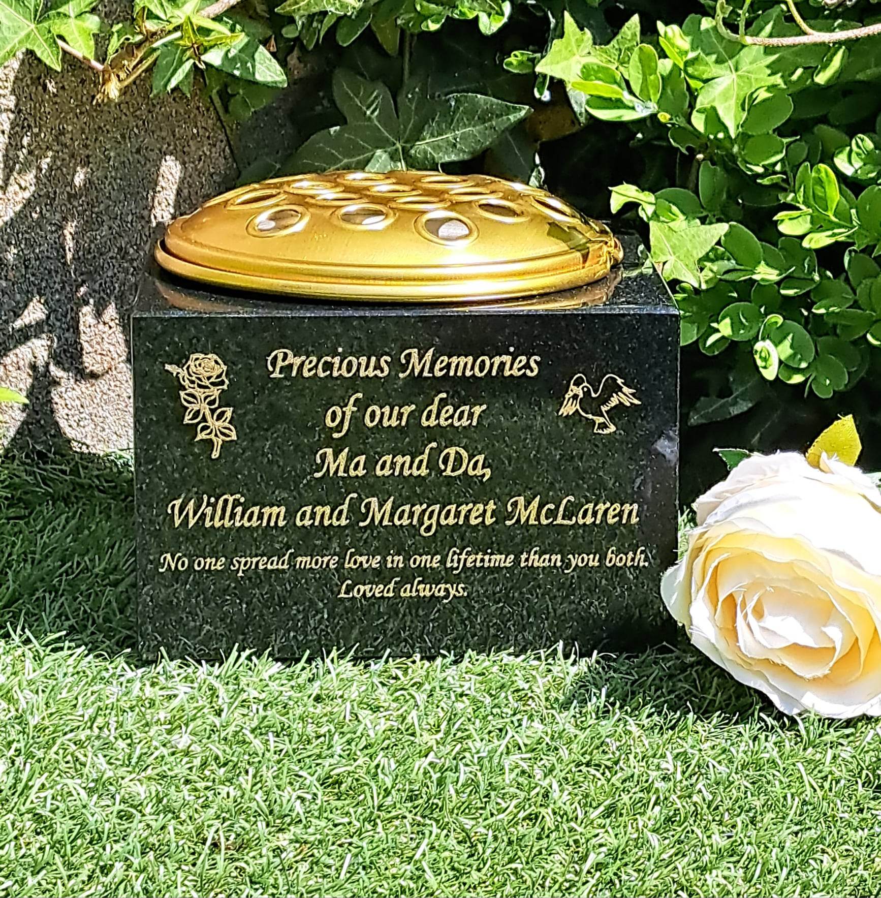 Personalised Granite Flower Pot Holder Grave Marker Memorial Vase ...