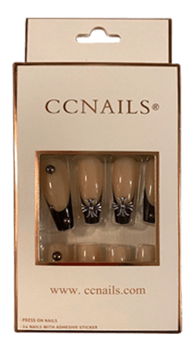 CCNails Black and Pink Metal Fleur White Box - Press on NAILS White box