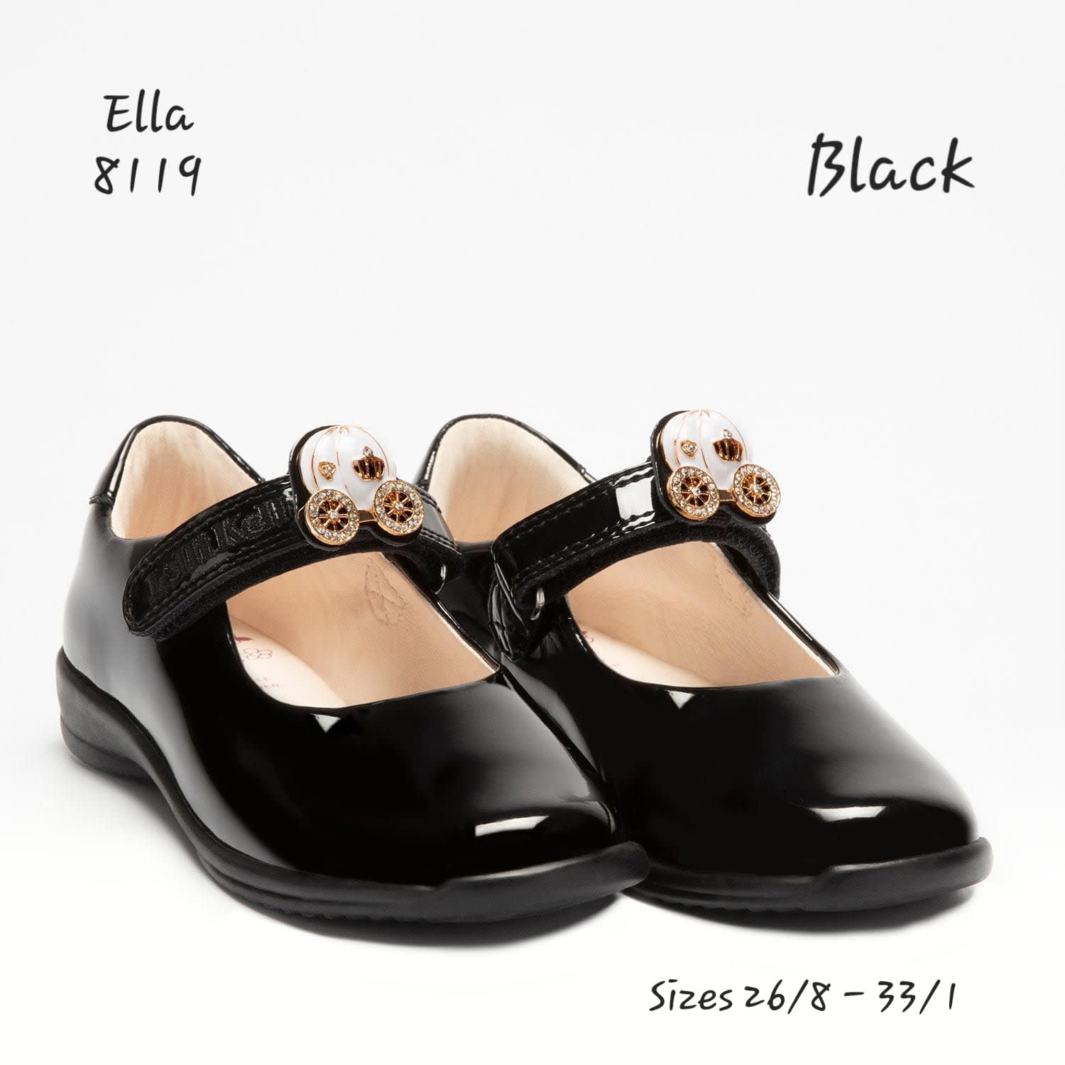 Lelli Kelly Ella 8119 BLACK Carriage School Shoe Lelli Kelly