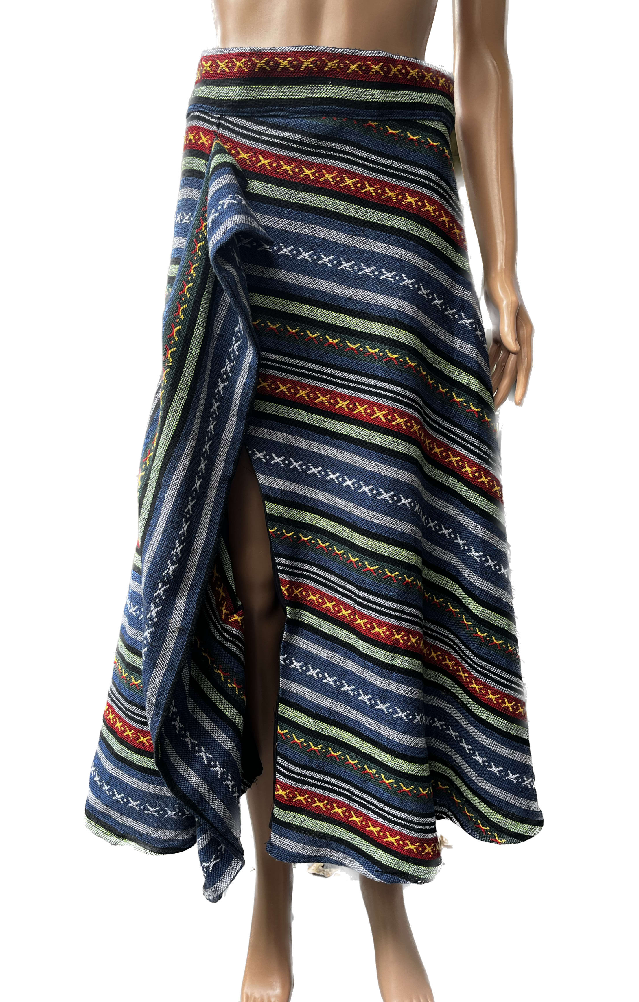 Ifugao traditional fabric Blue Skirt Long - Skirts - GCG International ...