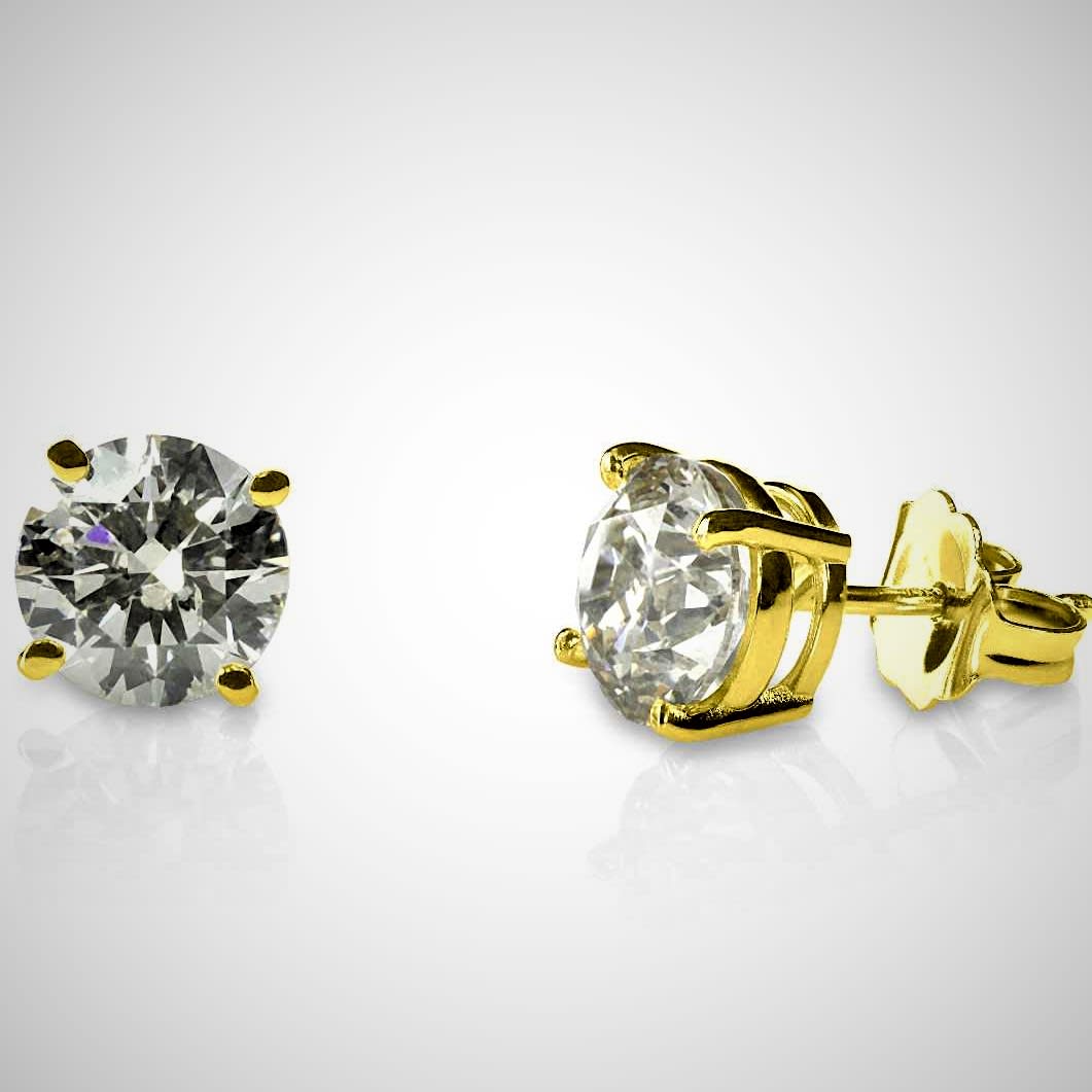 1 carat diamond online studs yellow gold