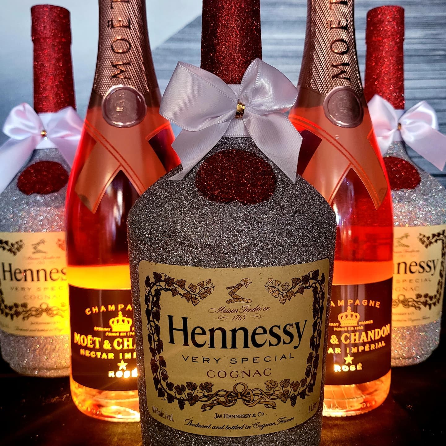Decorated Hennessy Bottle Shelly Lighting