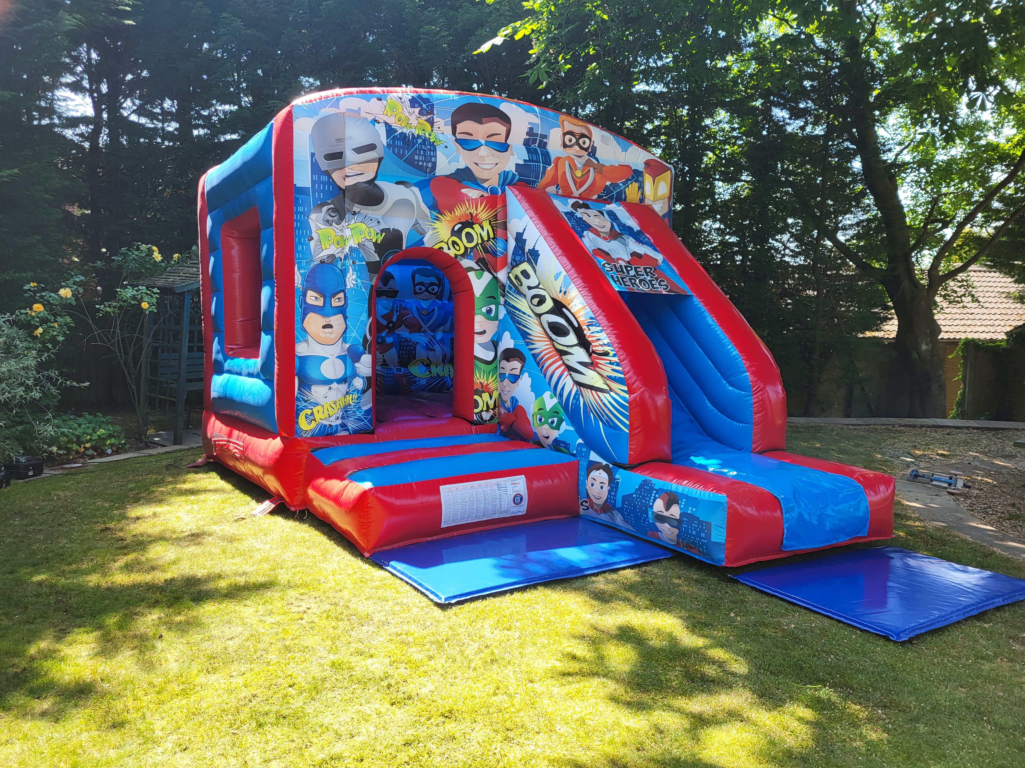 Super Hero Bouncy Castle With Slide - Inflatables - Bouncy Rascals ...