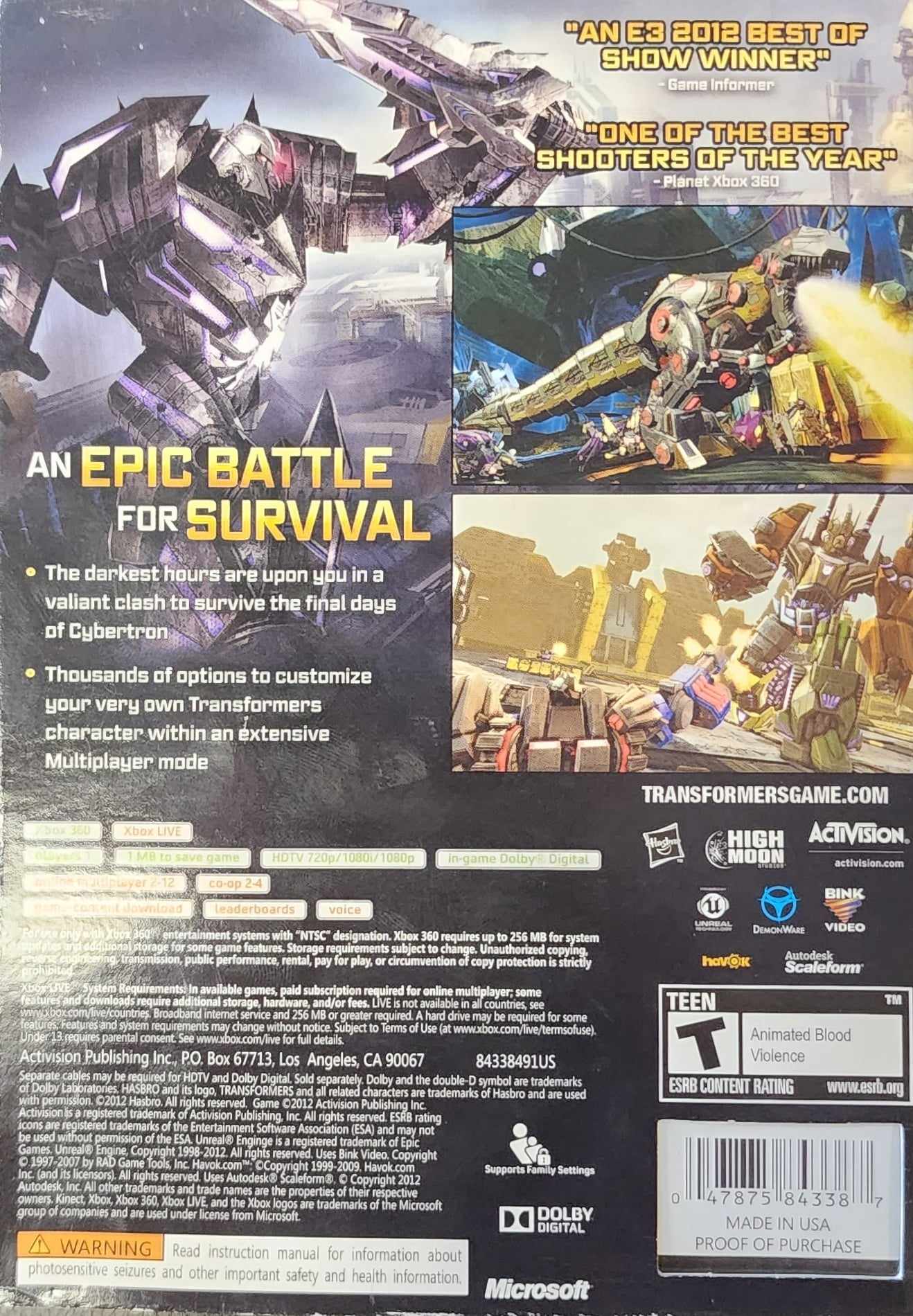 Transformers: hotsell Fall of Cybertron for Xbox 360