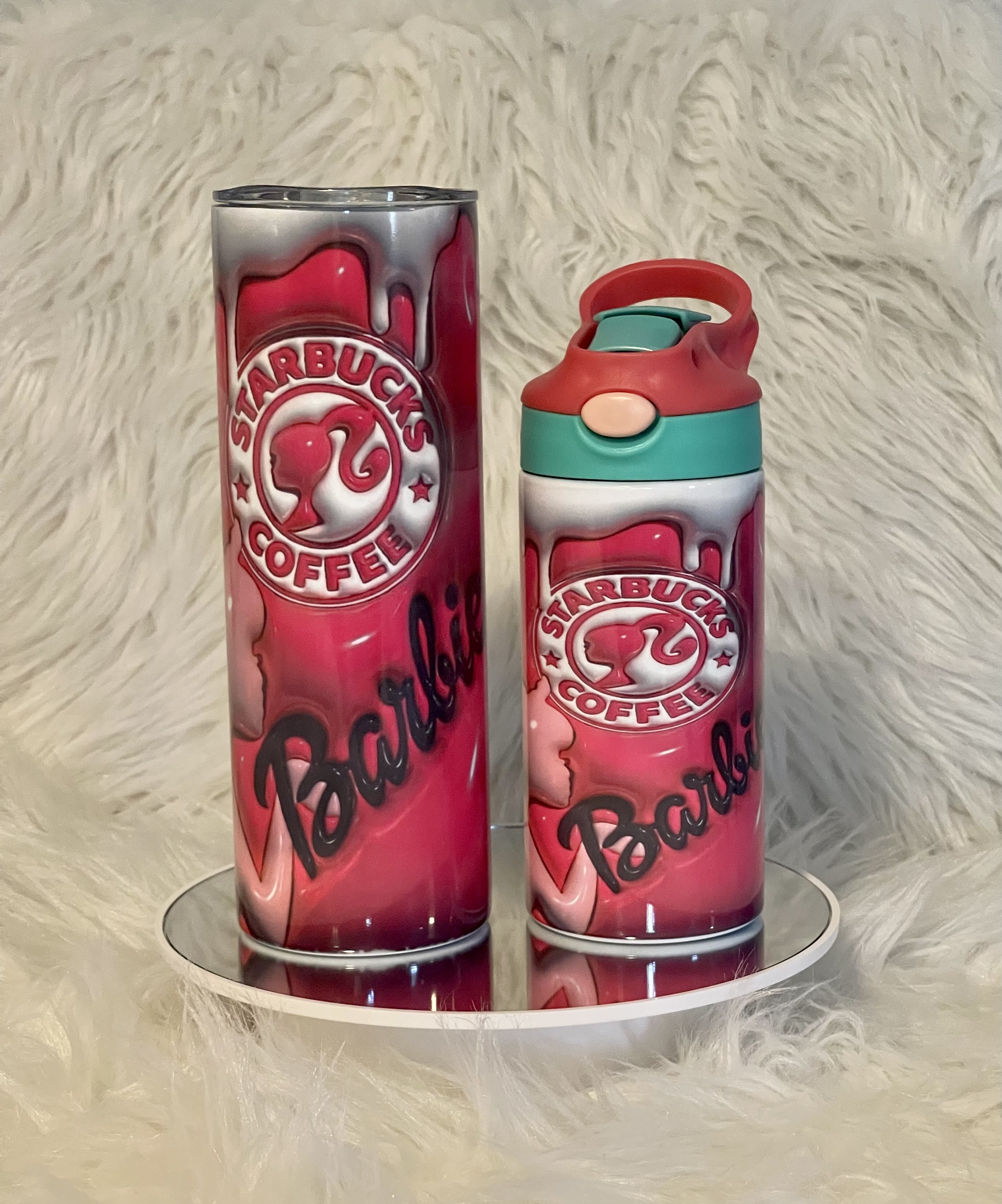 Starbucks Barbie Inspired (Pink) 3D Tumbler/Sippy Cup - Customize Tumbler's